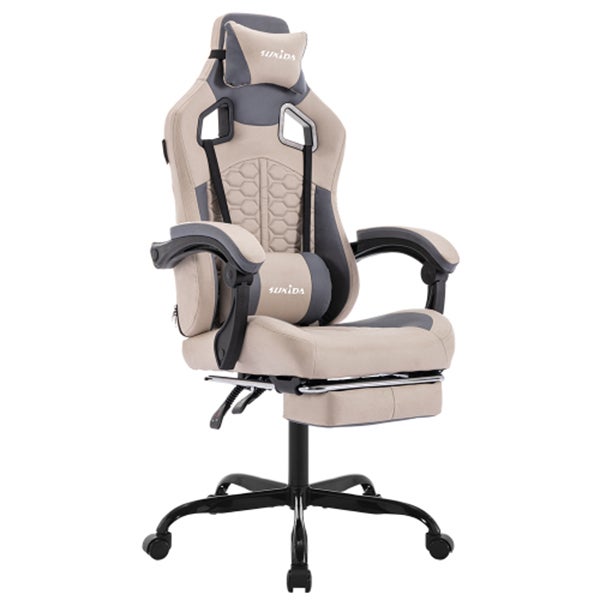 Silla Ergonómica Oficina Beige - Altura Ajustable, Base Giratoria 360°, Reposabrazos Cómodos