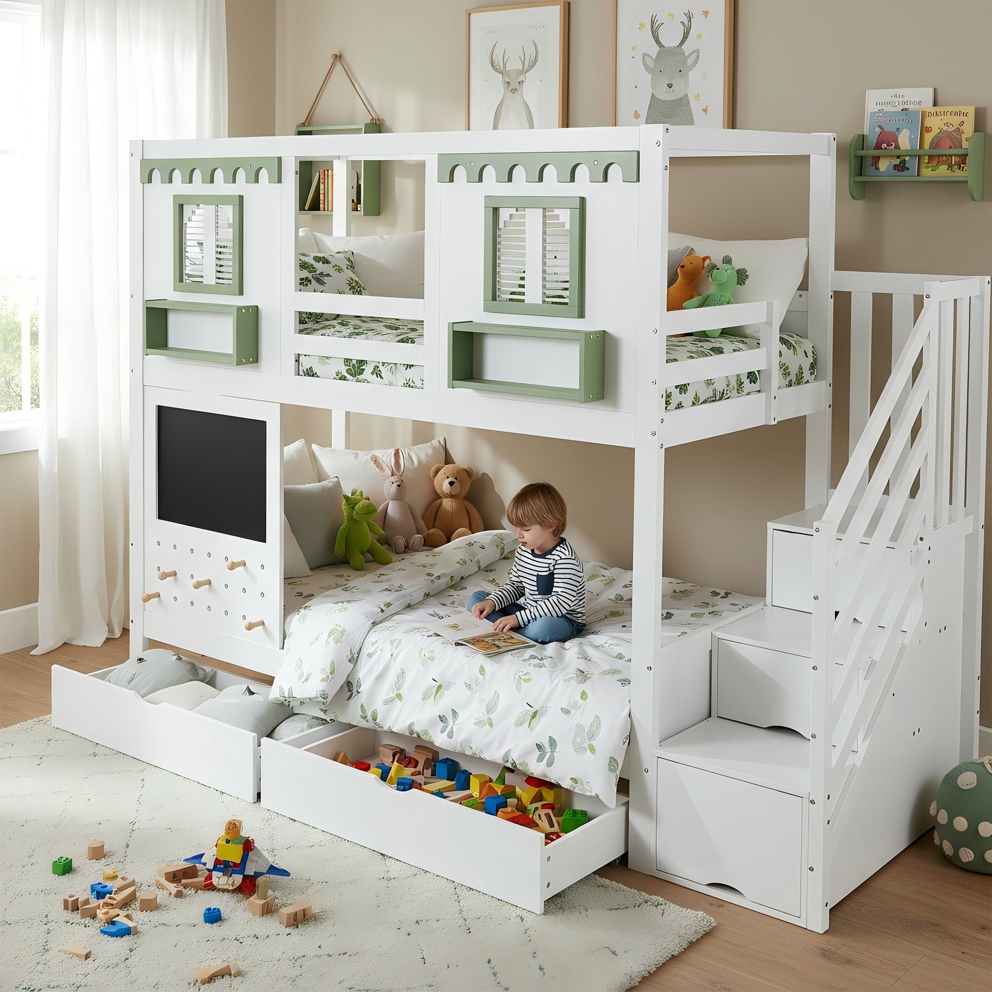 YCYDHDM Letto a castello 90 x 200 cm con scivolo e rete a doghe, letto matrimoniale