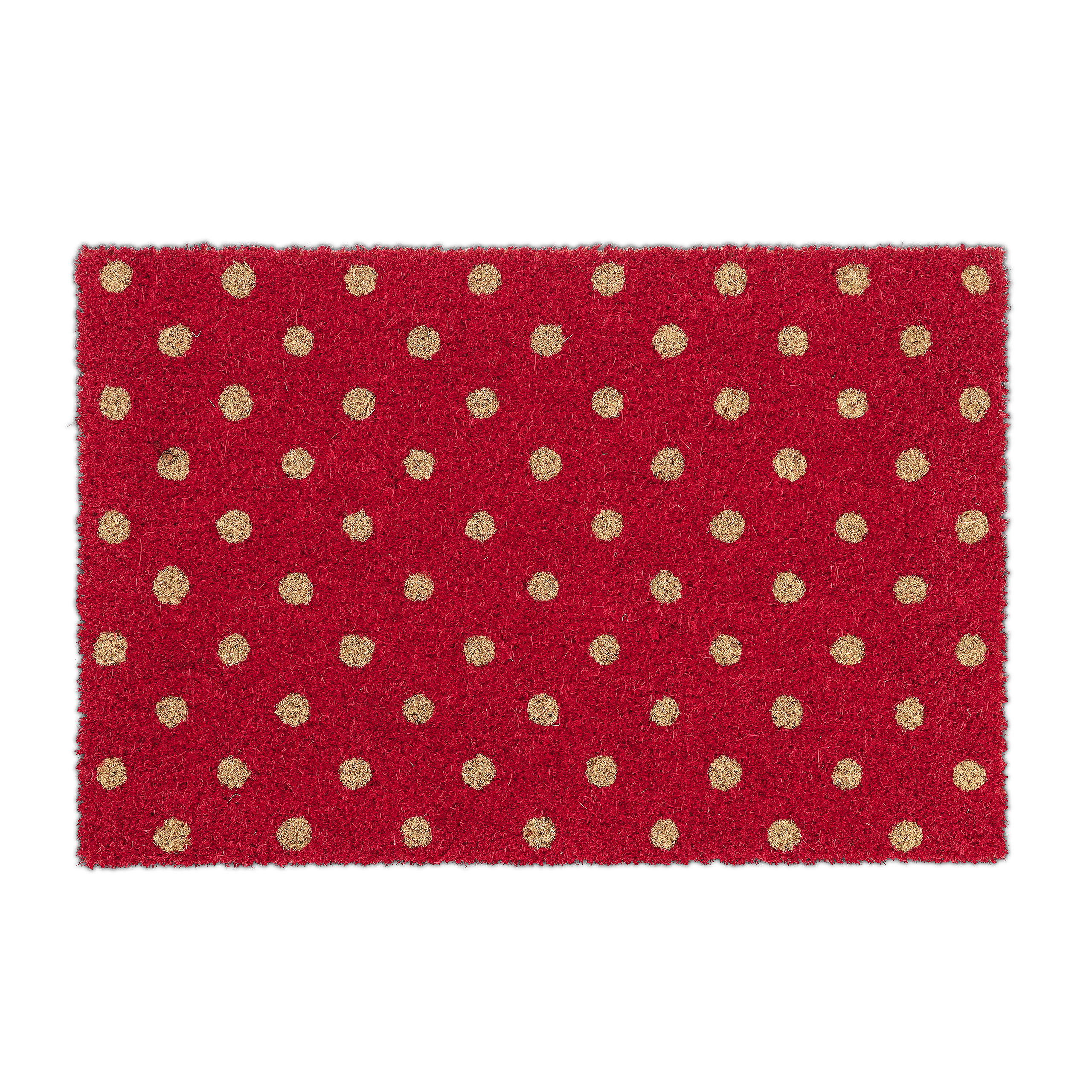 Relaxdays felpudo coco entrada casa lunares, alfombrilla, 40x60 cm, interior y exterior, antideslizante, multicolor