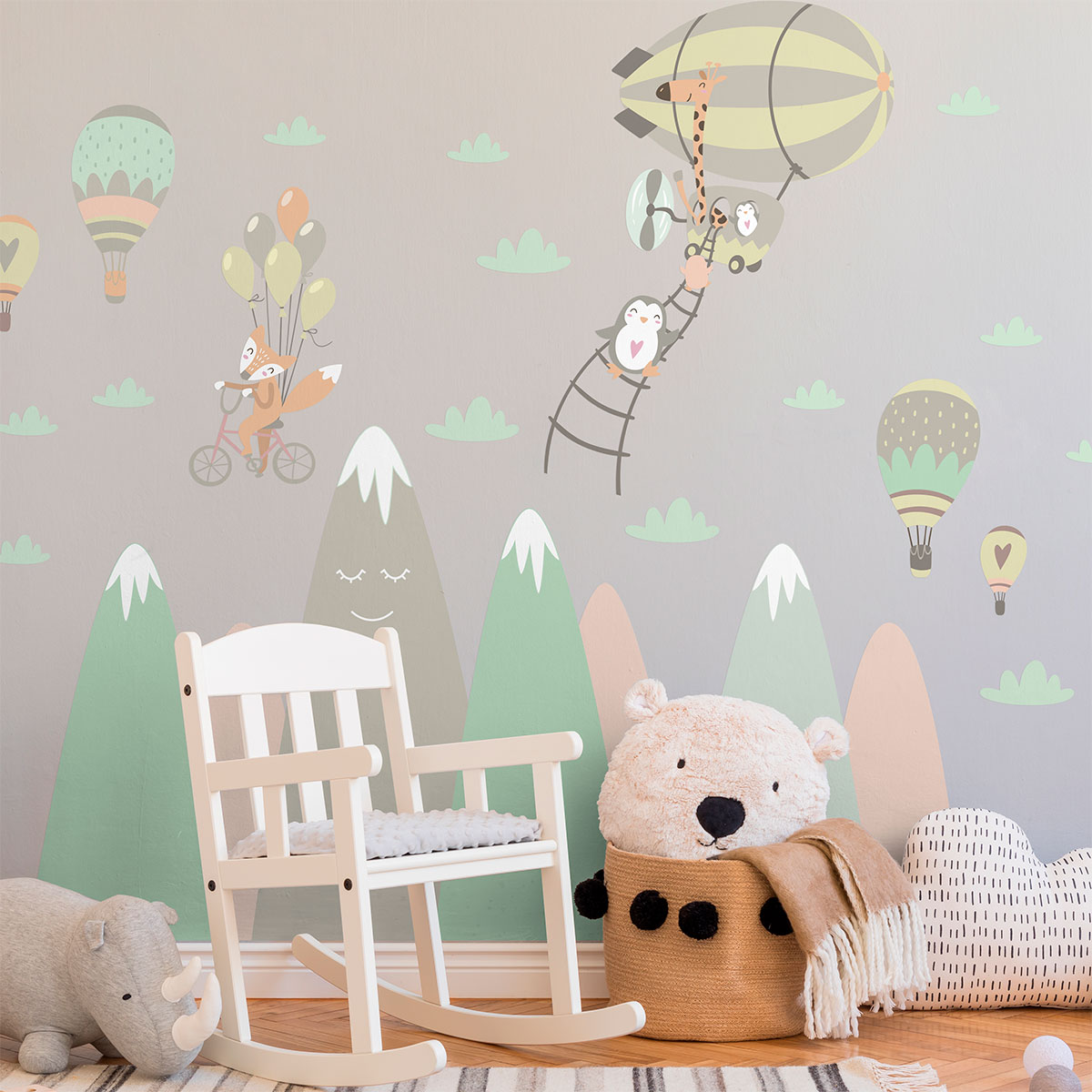 Adesivo bambino di montagna scandinavo giocatori di animali - Sticker adesivo - adesivi murali - 80x120cm - 3