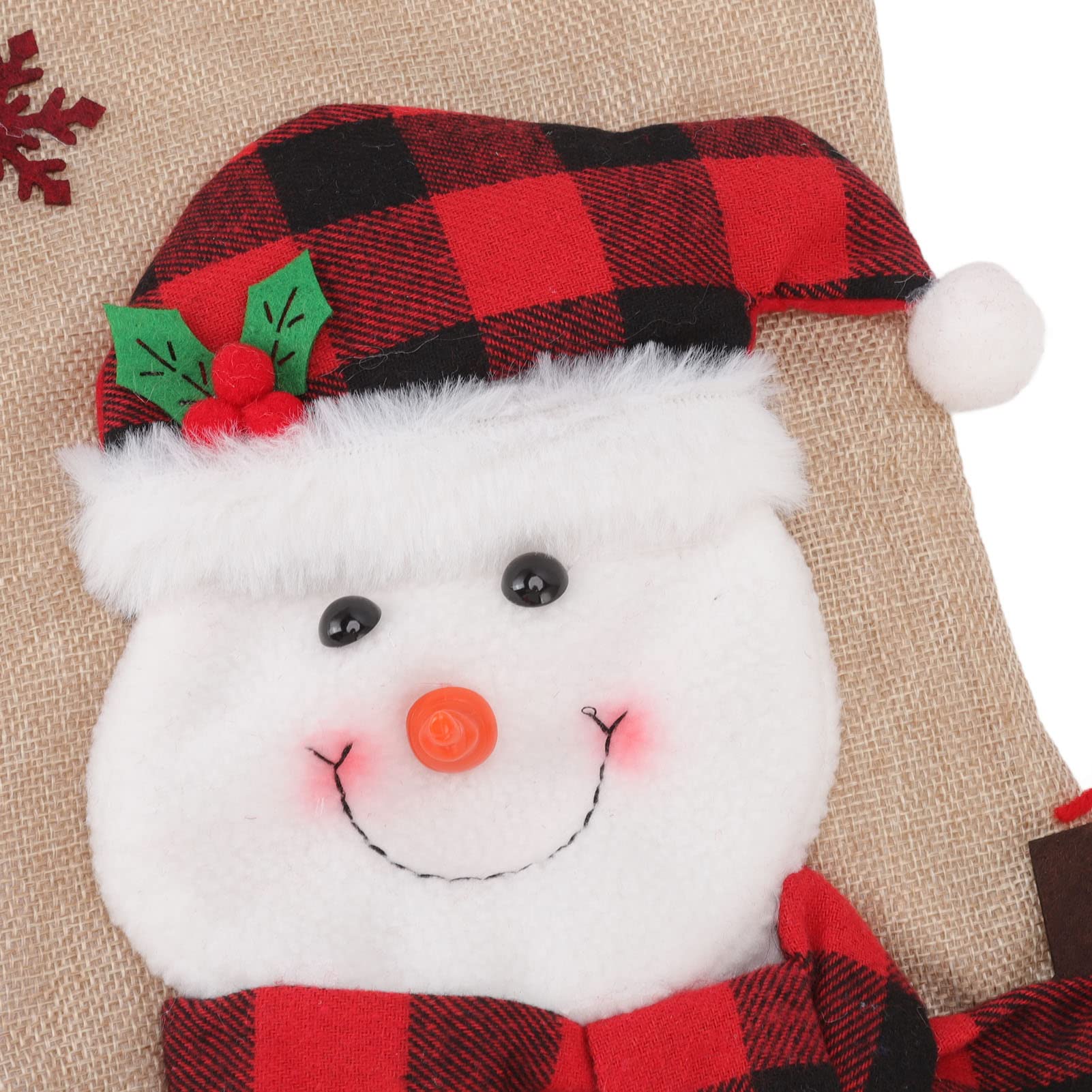 Decoração de Natal, Meia de Natal Xadrez Vermelha Padrão 3D Pendurado Natal - 7