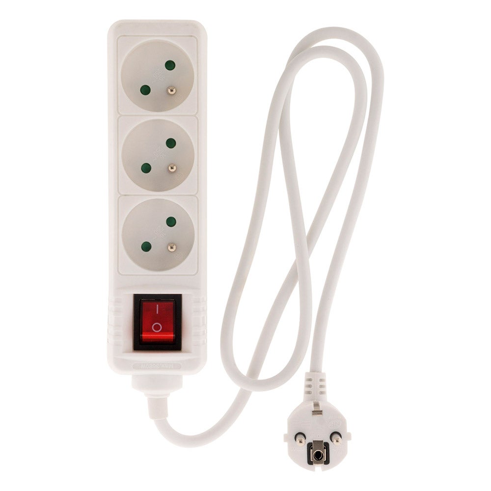 Bloc multiprise 3 prises 16A 2P+T interrupteur - blanc - Zenitech - 3