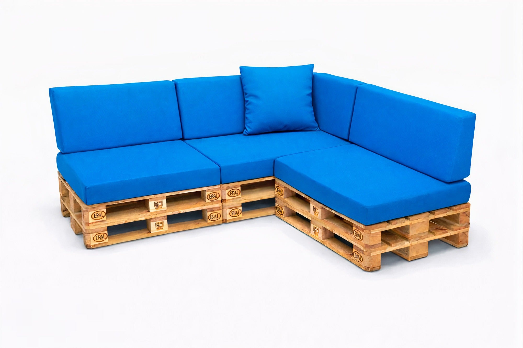Zestaw 8 poduszek na palety ogrodowe 120×60×10 cm – siedzisko i oparcie 120×40×10 cm, poduszki na meble ogrdowe, niebieskie