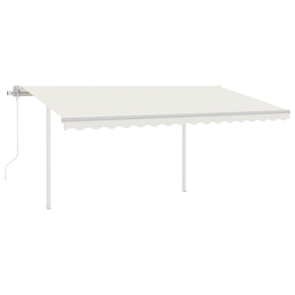 VidaXL Tenda Da Sole Manuale Retrattile Con Pali - 4x3,5 M, Tessuto Crema, Telaio Grigio, Protezione UV E Acqua