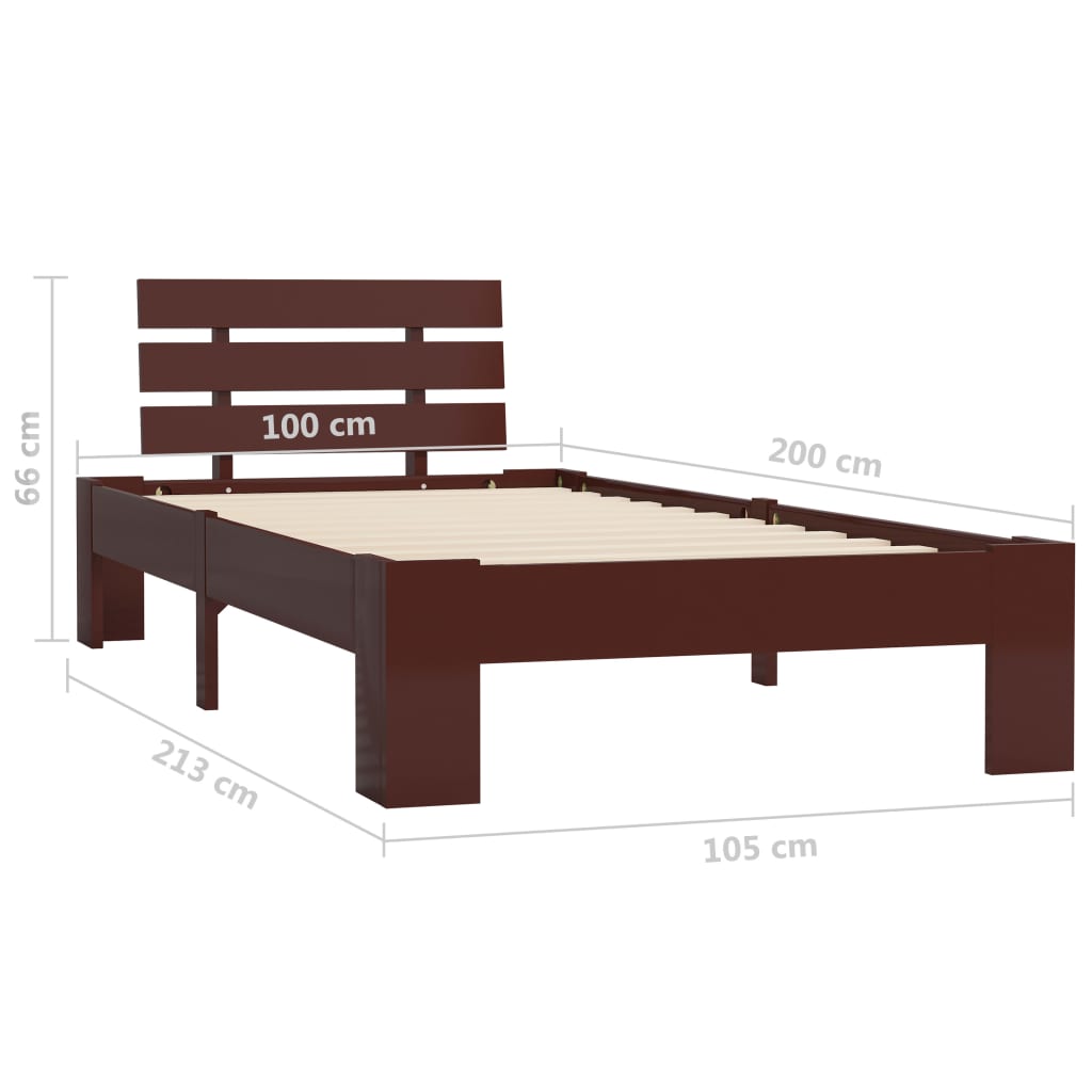 Maison Exclusive - Estrutura de cama 100x200 cm pinho maciço castanho-escuro - 7