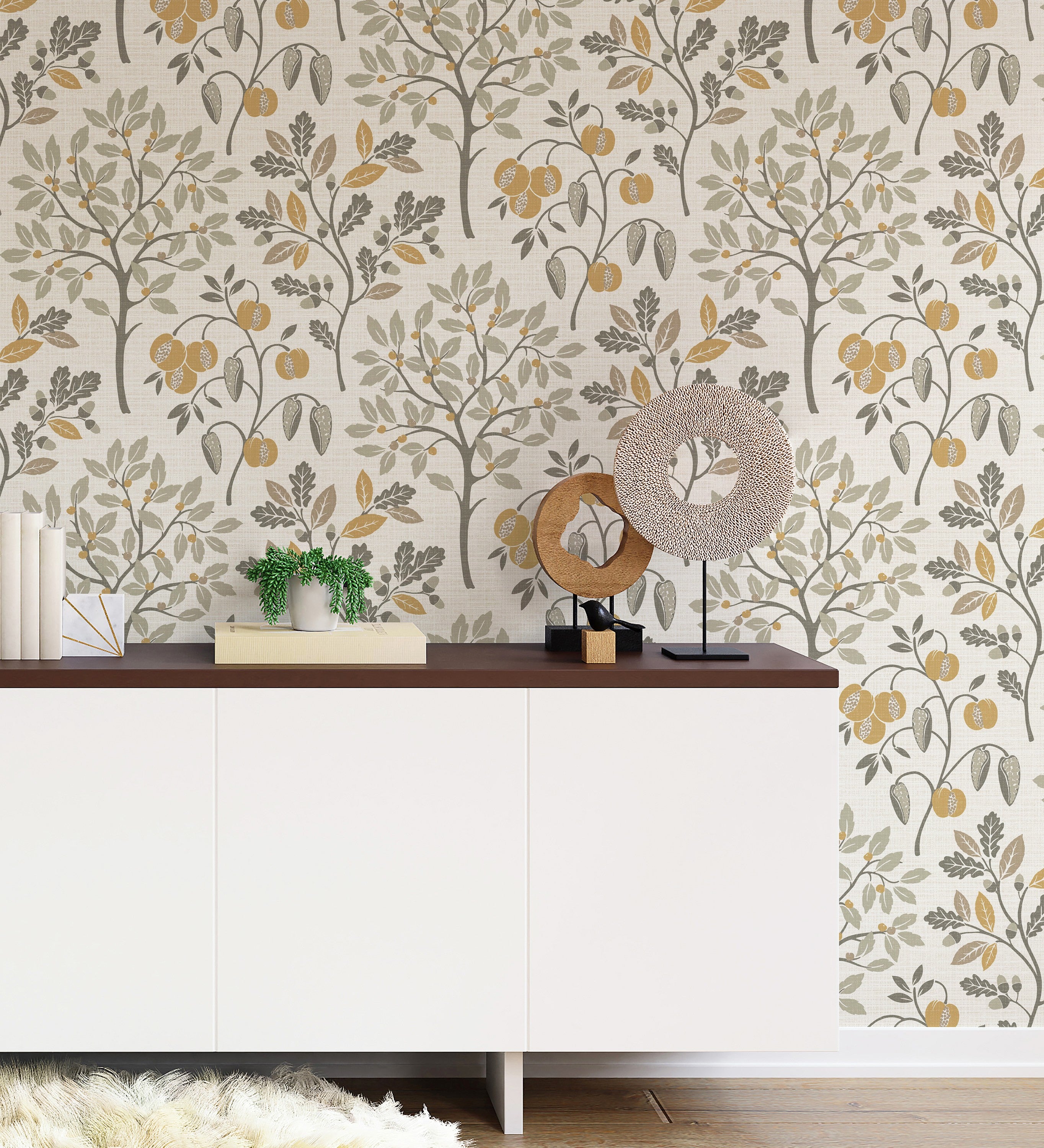 Papel pintado de dibujo de plantas y frutos ligeramente texturizado - Maison Cheryl 682393 de GAULAN - Rollo de 10 m x 0,52 m - 6