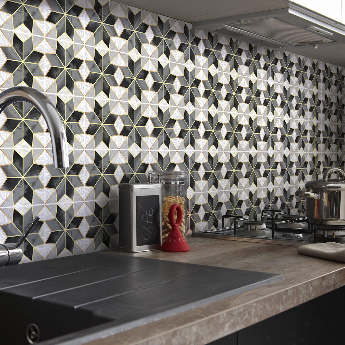 24 vinilos baldosas de cemento charlénia - adhesivo de pared - revestimiento sticker mural decorativo - 24stickers15x15cm