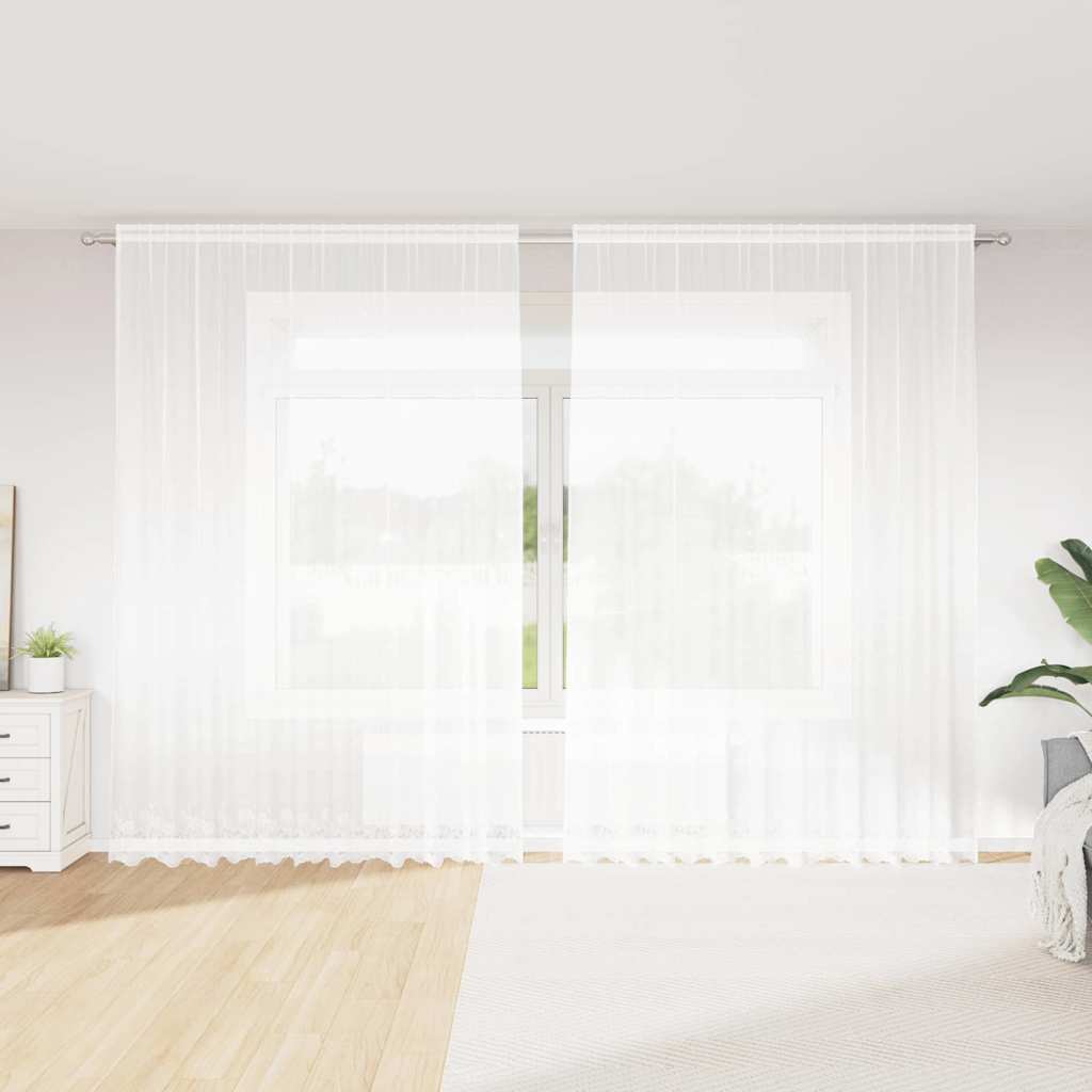 Rideau Blanc Lisse En Polyester - Lot De 2 Feuilles Unies - Idéal Pour Porte Ou Fenêtre
