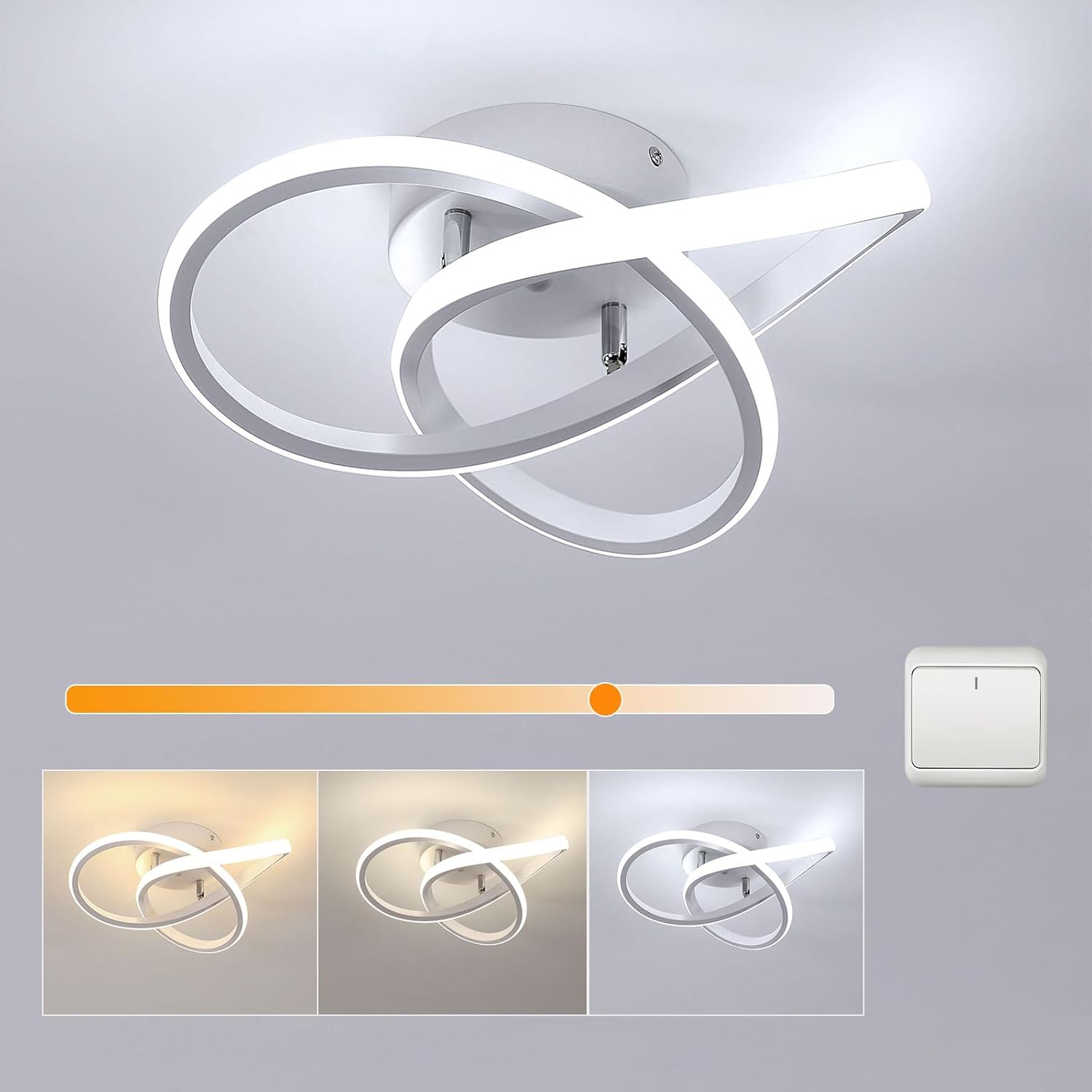 COMELY Lámpara De Techo LED, Gris Metalizado, 30 W, 3375 Lm, Para Dormitorio, Pasillo Y Cocina 3000 K Diametro De 30 Cm 96009250