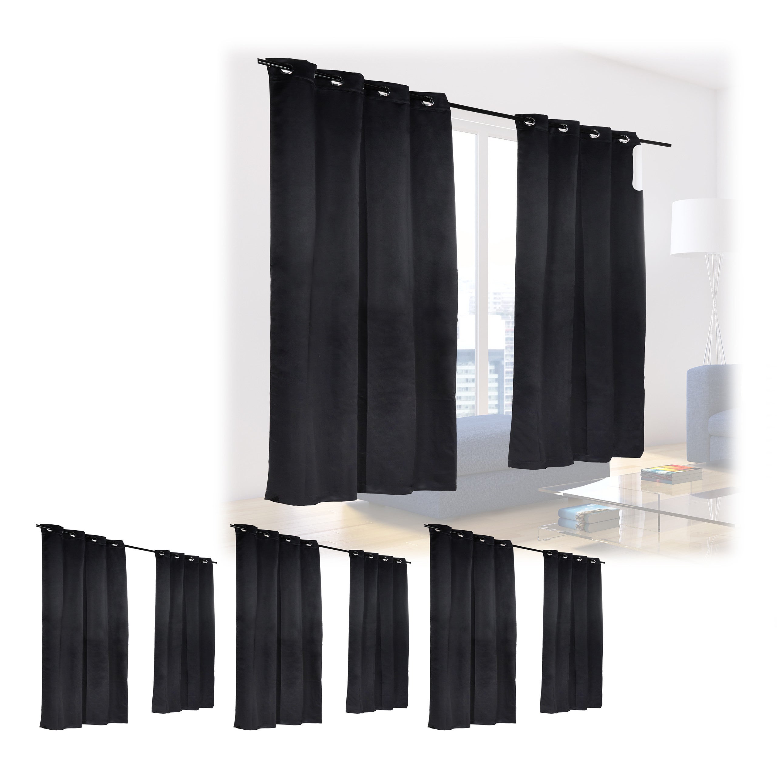 Relaxdays Set Doppio Tende Oscuranti Grigie - 245x135 Cm, Con Occhielli, Per Camera Da Letto E Salotto - 6