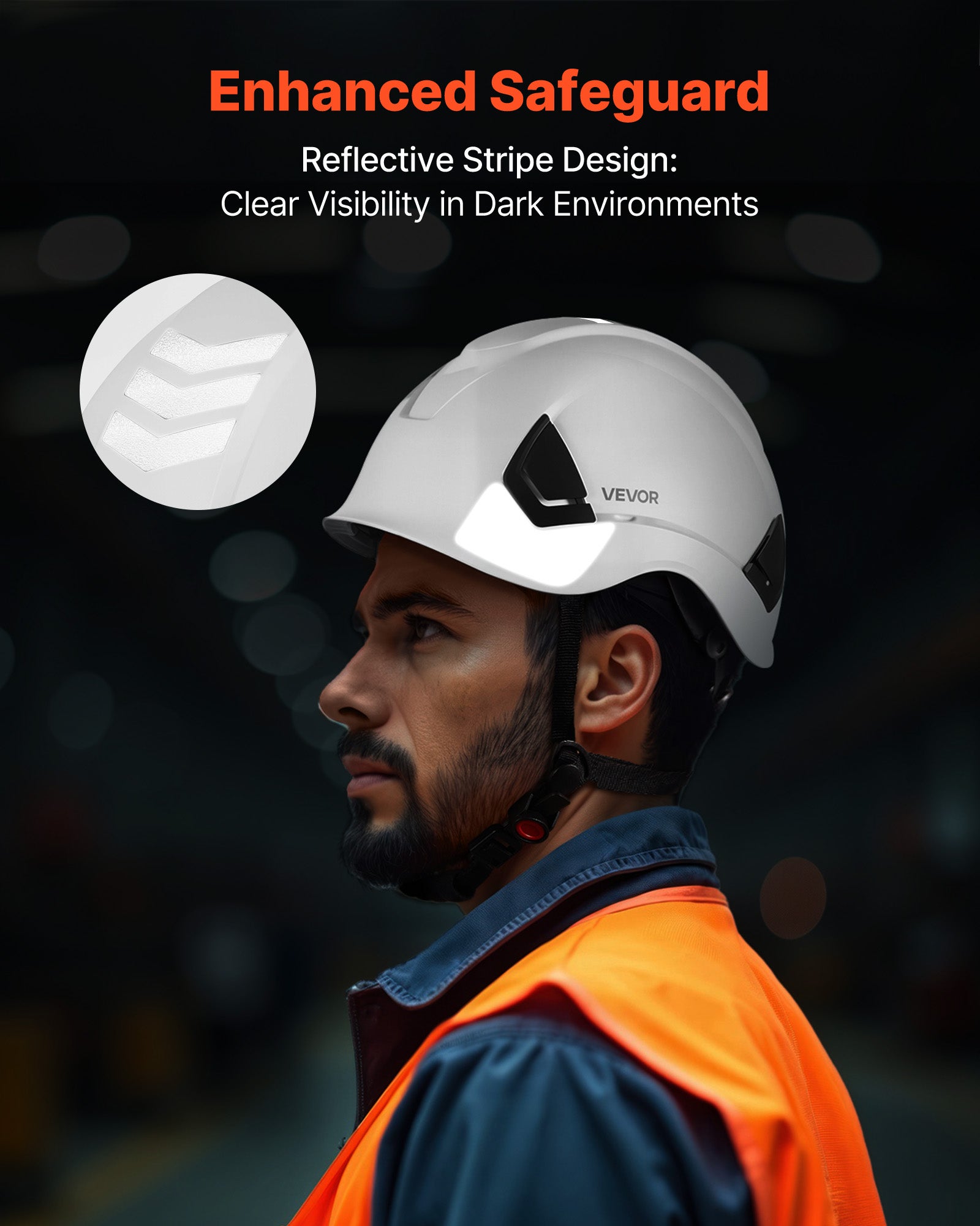 Casque de sécurité pour chantier,VEVOR certifié ANSI/ISEA Z89.1,ABS,suspension à cliquet 6 points,réglable et ventilé,pour hommes et femmes - 5