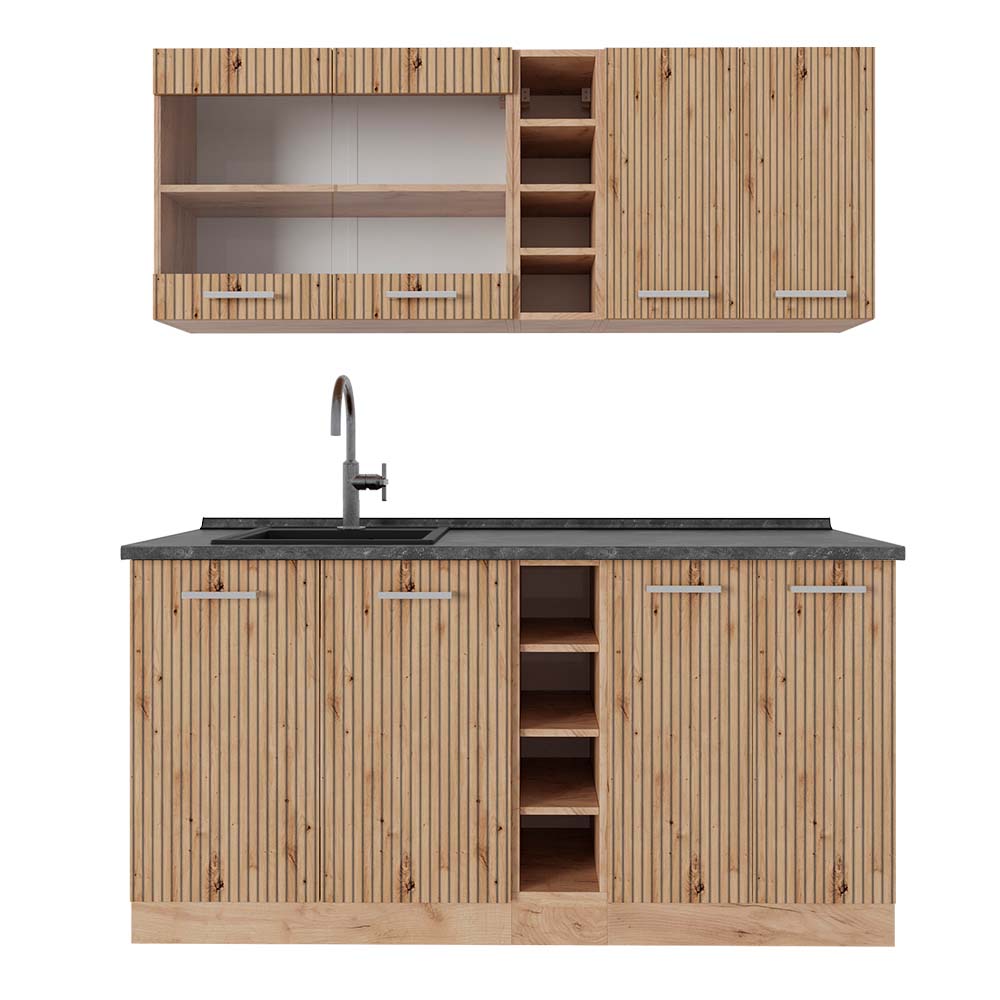 Vicco Pojedyncza kuchnia R-Line, Dąb Artisan/Dąb Goldkraft, 160 cm , BP Antracyt