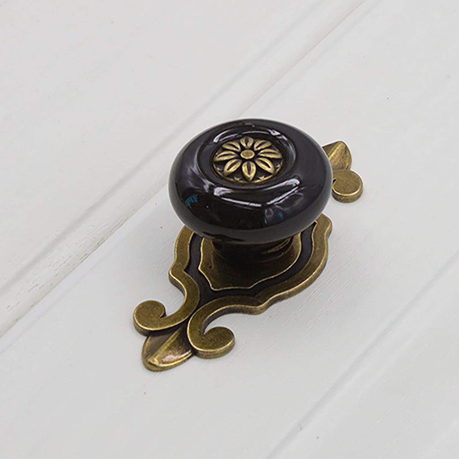 Boutons de Portes pour Placards Vintage, Boutons de Meuble Ceramique, Poignée de Porte en Céramique Vintage, Poignée des en Céramique Noir avec Vis - 3