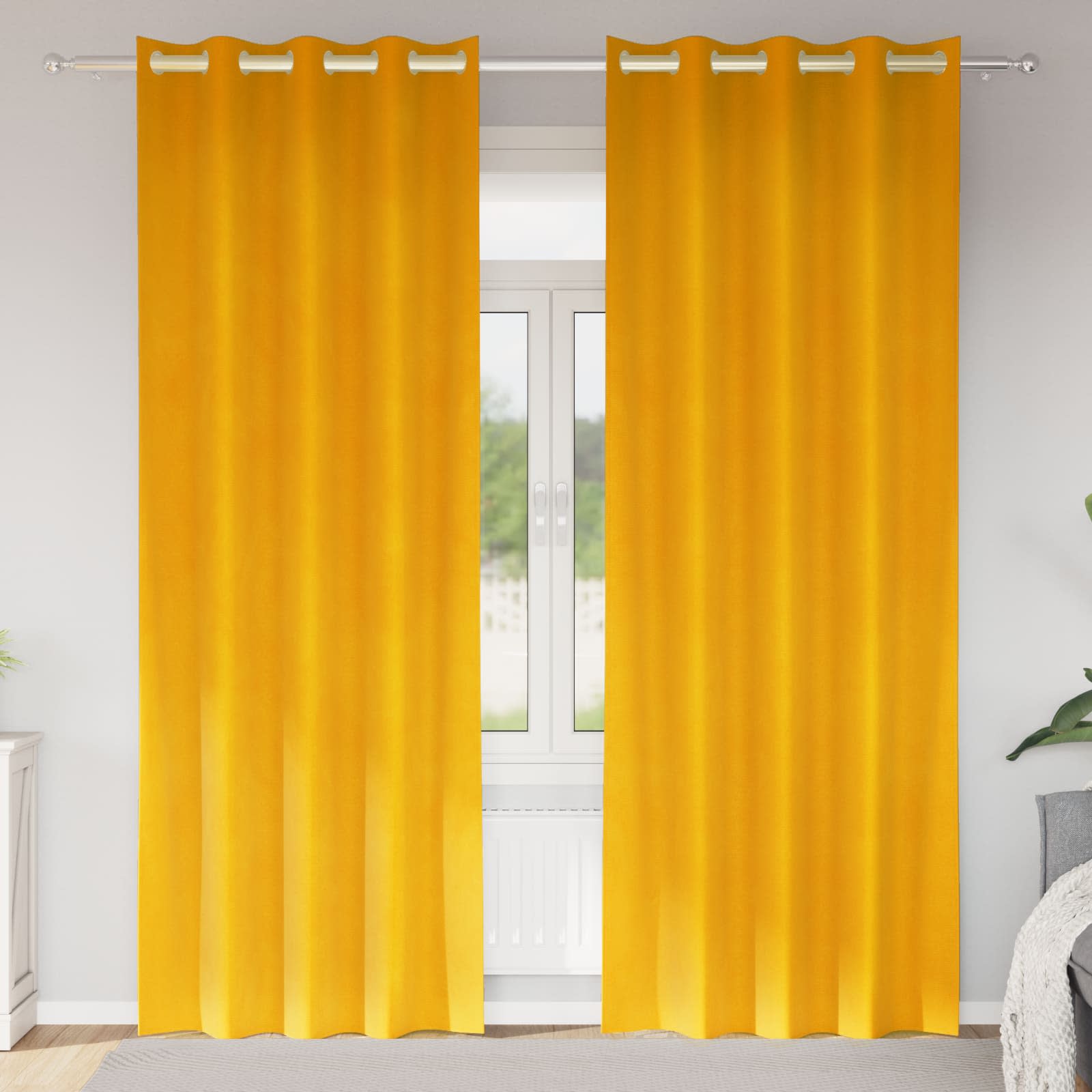 Zasłony zaciemniające 2 pcs Musztardowy Żółty 140 x 260 cm vidaXL