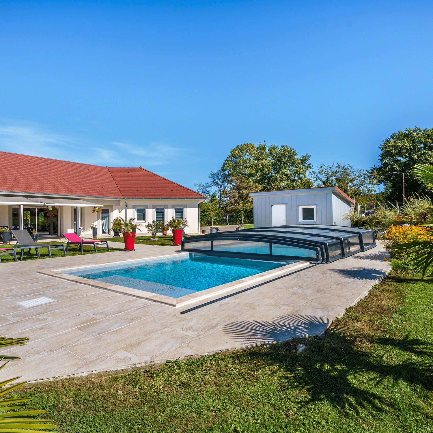 Abri piscine MONTEO 5 voûtes - 10,50 x 4,80 m - 5