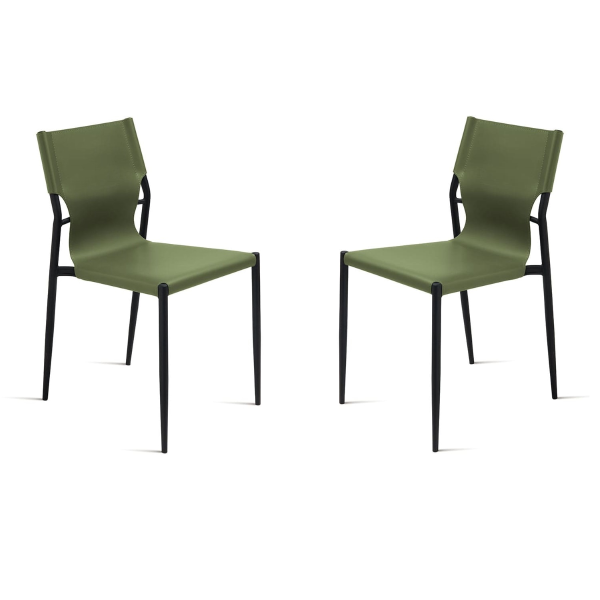 Sedia in simil cuoio Verde con struttura in metallo Nero SVEVA