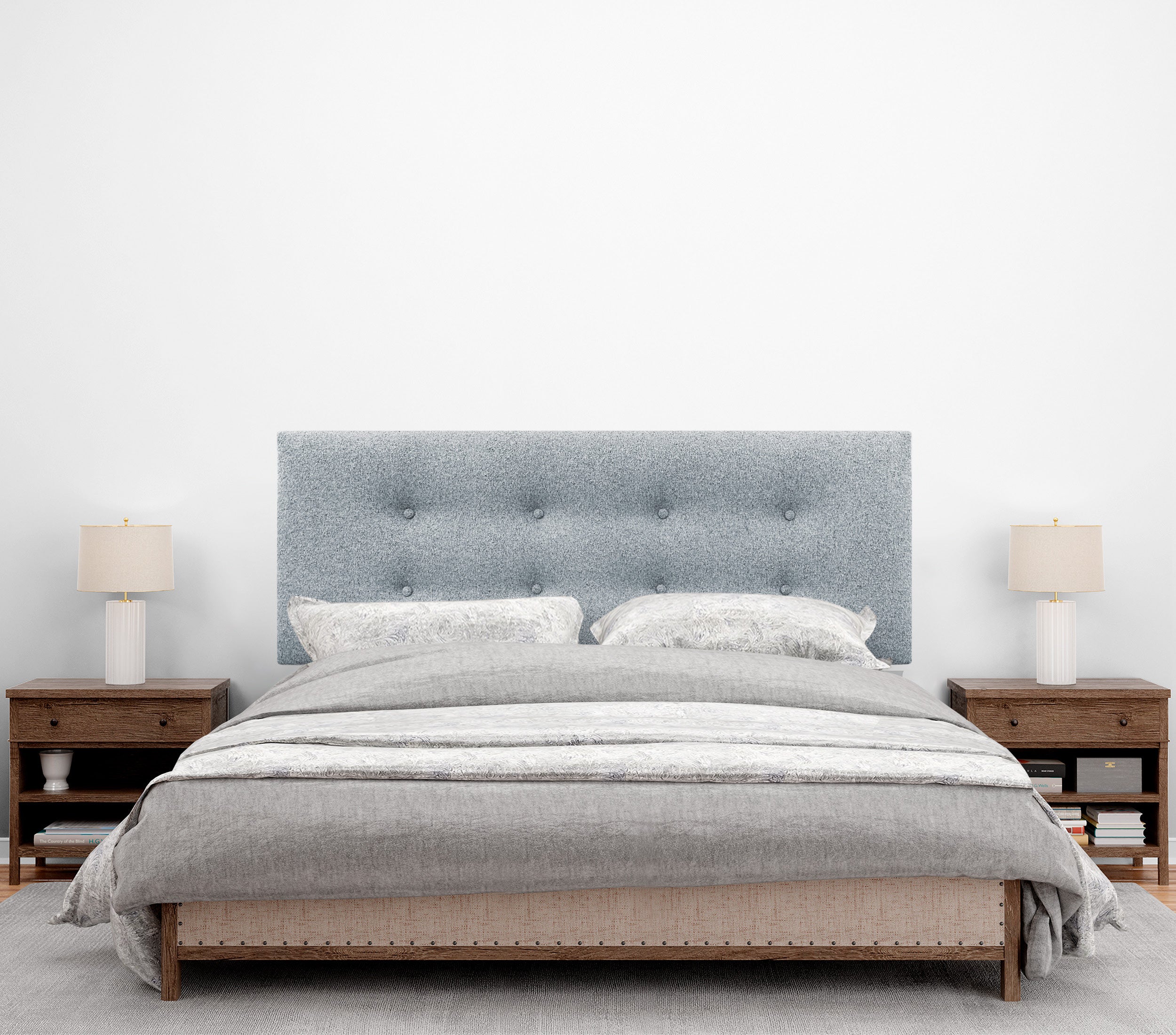 DHOME Cabecero de Tela AQUALINE Pro con 2 hileras de Botones Cabezal tapizado Cama Lujo (Gris Perla, 160cm) - 4