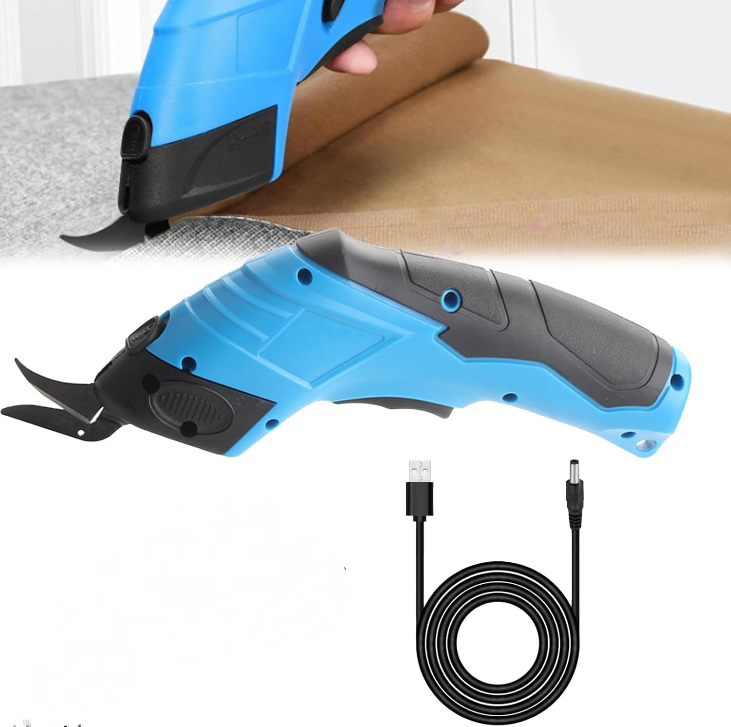 Nożyczki elektryczne, 4,2 V, 2000 mAh, obcinacz nici, obcinacz do tektury, elektryczne nożyczki do szycia tkanin z 2 krawędziami tnącymi do papieru,