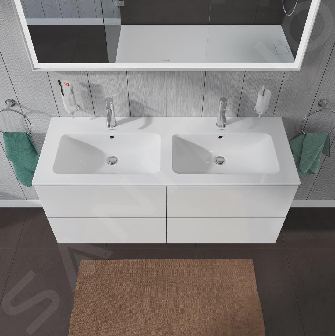Duravit L-Cube Meuble sous-lavabo suspendu, 4 tiroirs, largeur : 1290mm ...