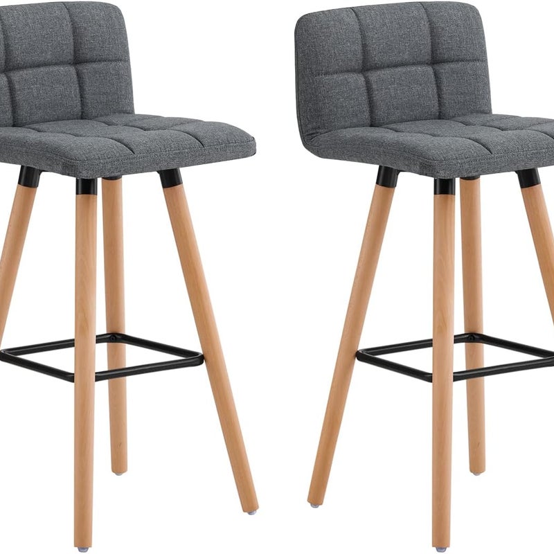 SoBuy Stołki Barowe Krzesło Barowy z poduszką z oparciem jadalni,2-Szt,FST50-DGx2