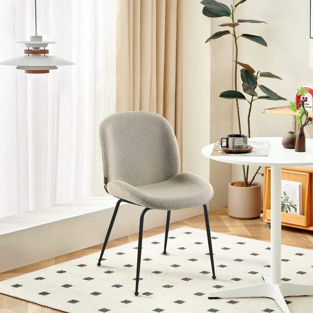 Set di sedie in tessuto bouclè beige con struttura nera 48x62x86