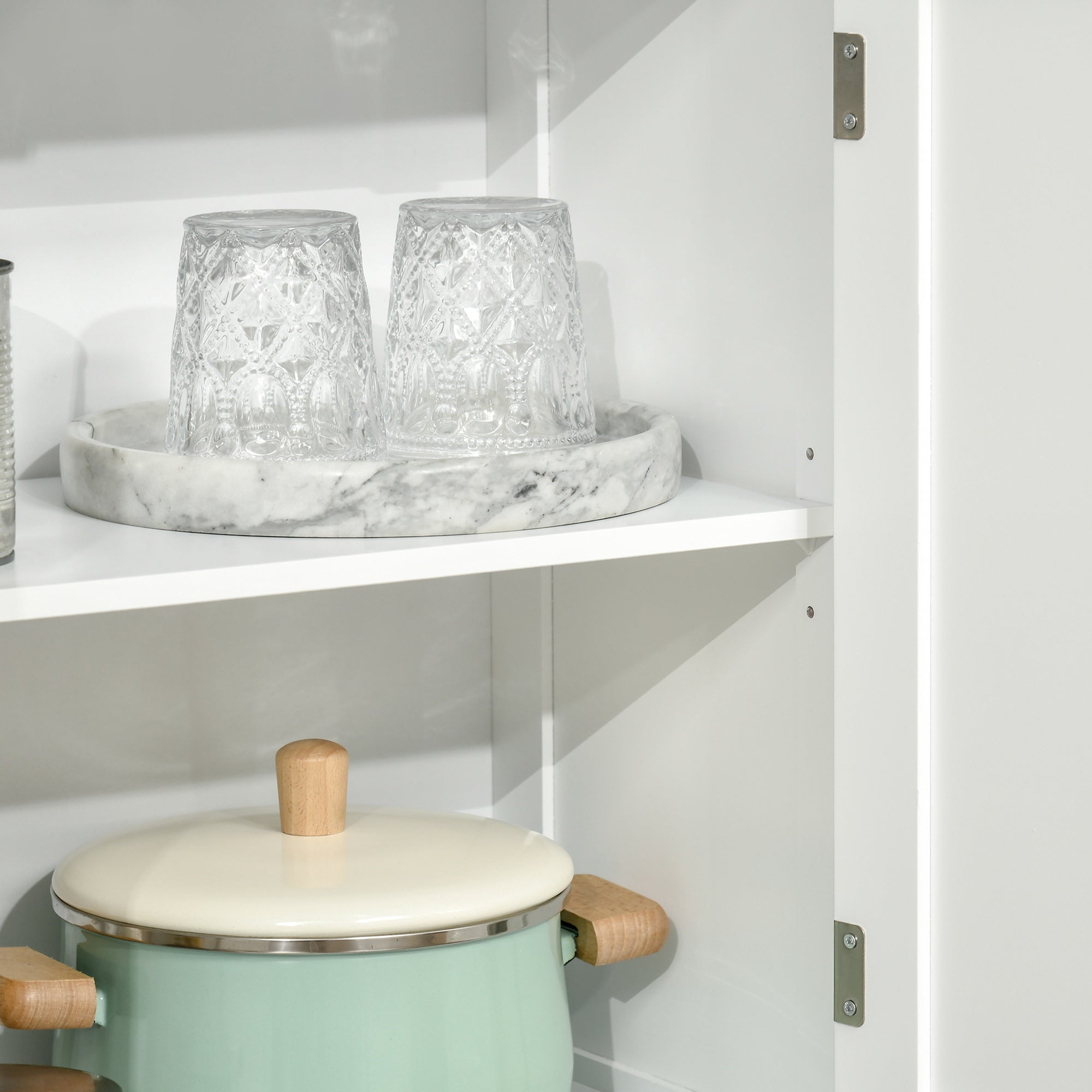 Alacena de Cocina HOMCOM MDF, Vidrio Templado Blanco 60x30x162 cm - 5