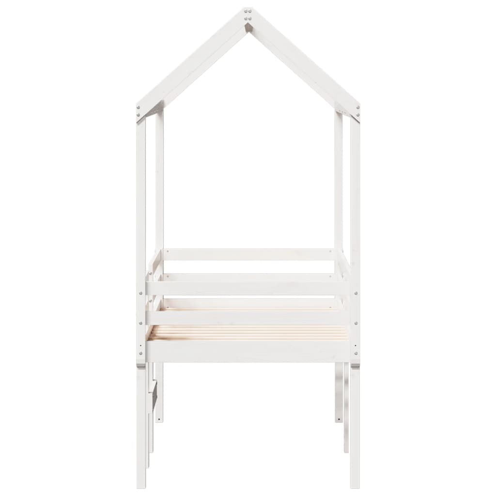 Lit haut avec toit blanc 90x190 cm bois de pin massif - 7