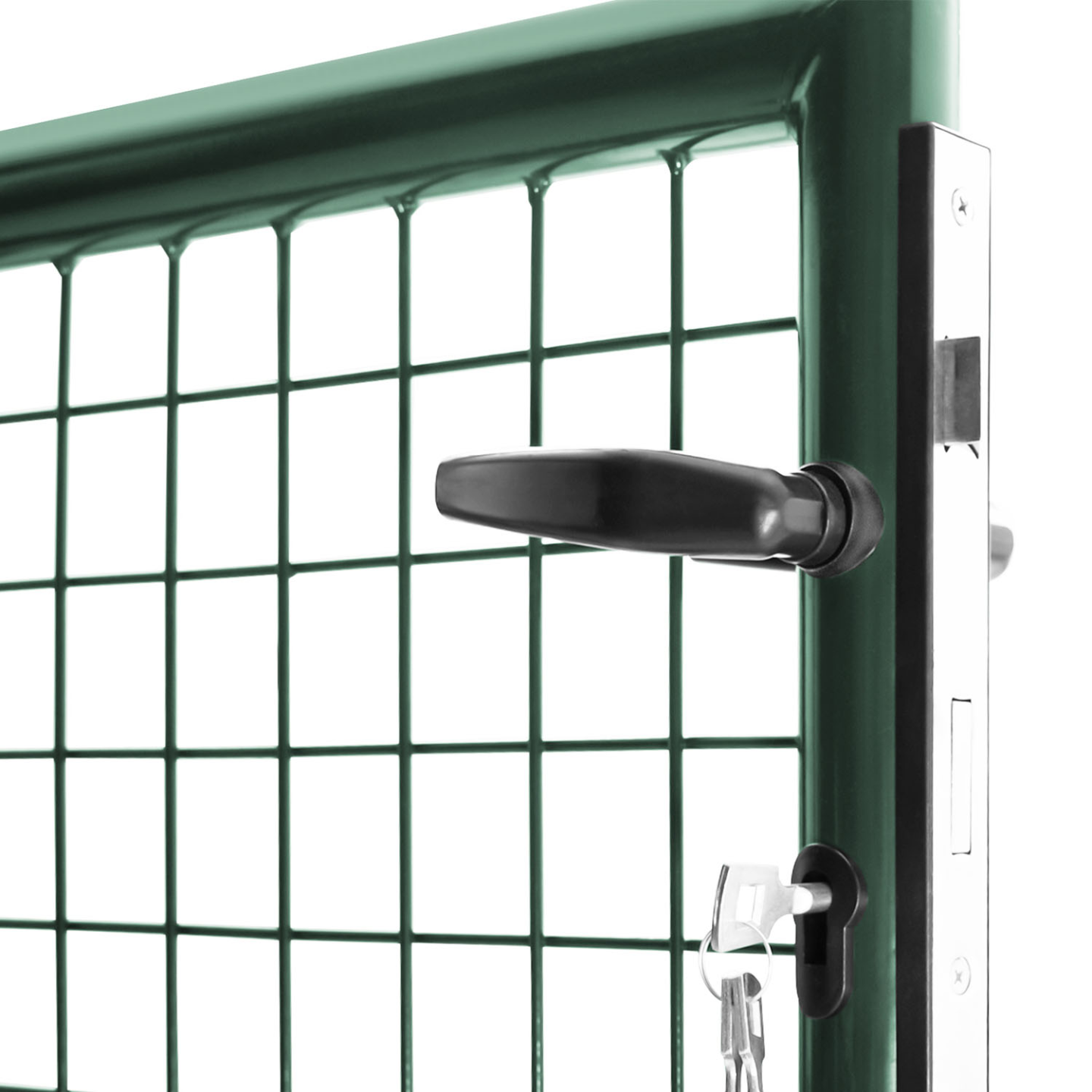 Portillon de jardin 105 x 150 cm en acier vert avec serrure et poignée - 5