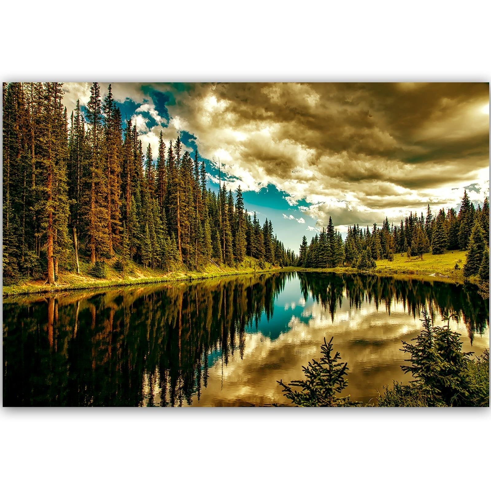 Tableau bois las lac alpin 4 - 60 x 40 cm - 2