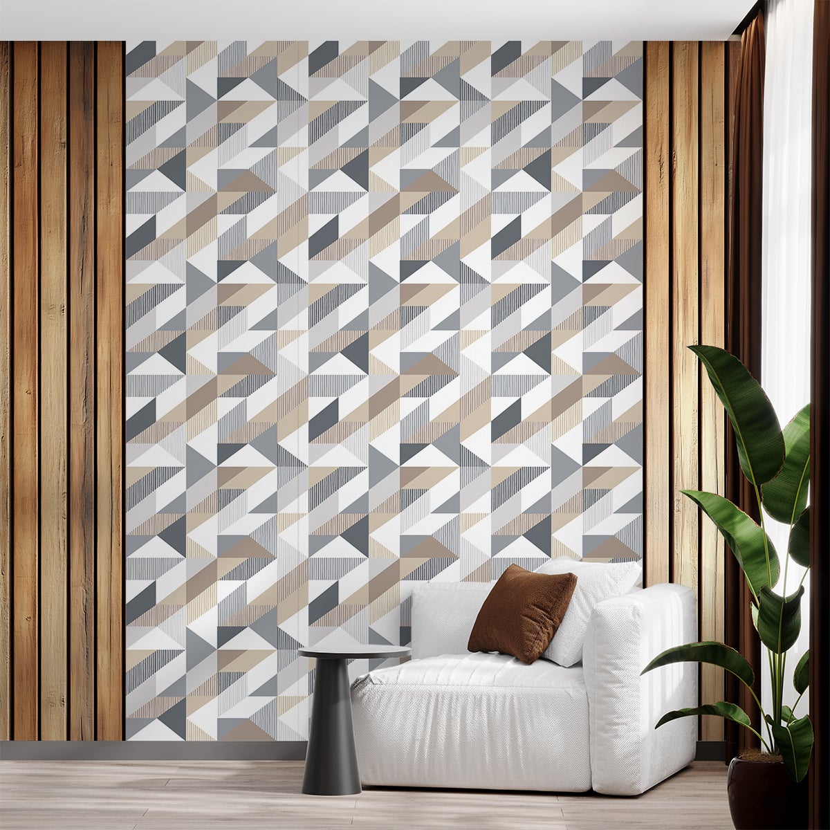 Tapeta włókninowa z klejem - SKANDYNAWSKA GRAFIKA BRĄZOWA SZARA BIAŁA - 1 rolka 300x60 cm