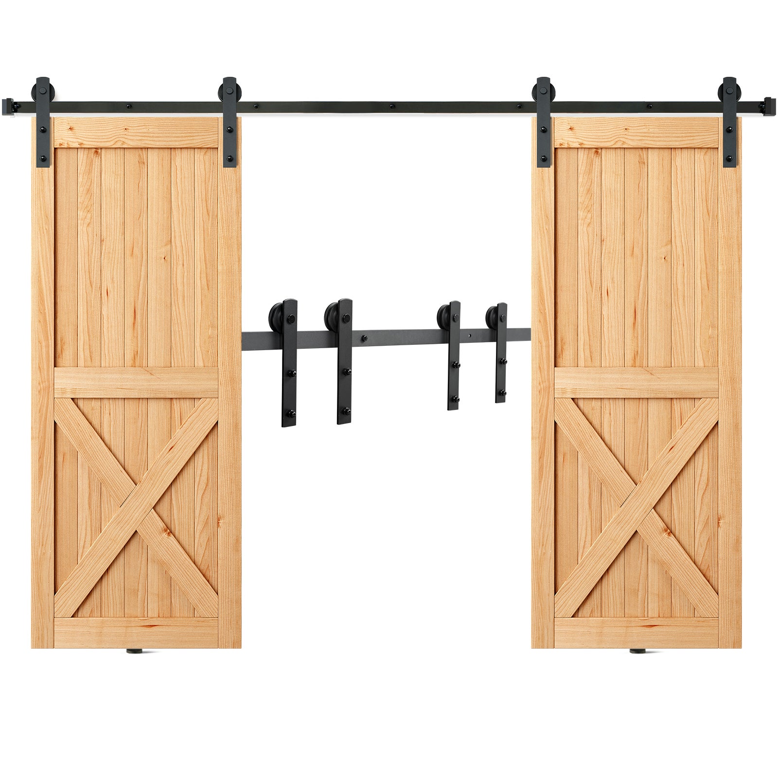 Okucie do drzwi przesuwnych 244cm System do drzwi przesuwnych w kształcie litery I z 2-częściowymi szynami Szyna jezdna o nośności 150 kg Idealn VEVOR