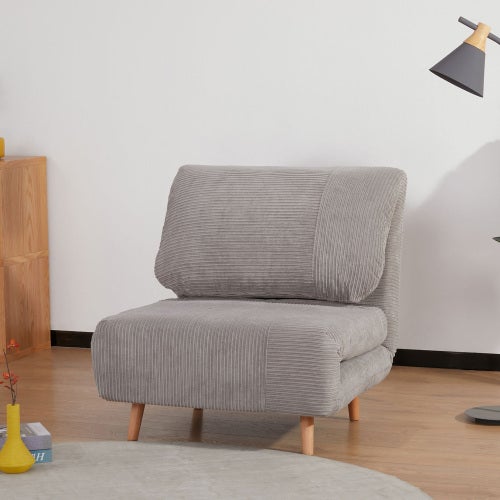 Canapé-lit Pliable 2 Places Avec Dossier Inclinable - Velours Côtelé, 190x85 Cm Déplié, Pas De Montage, Livré Compressé - 12