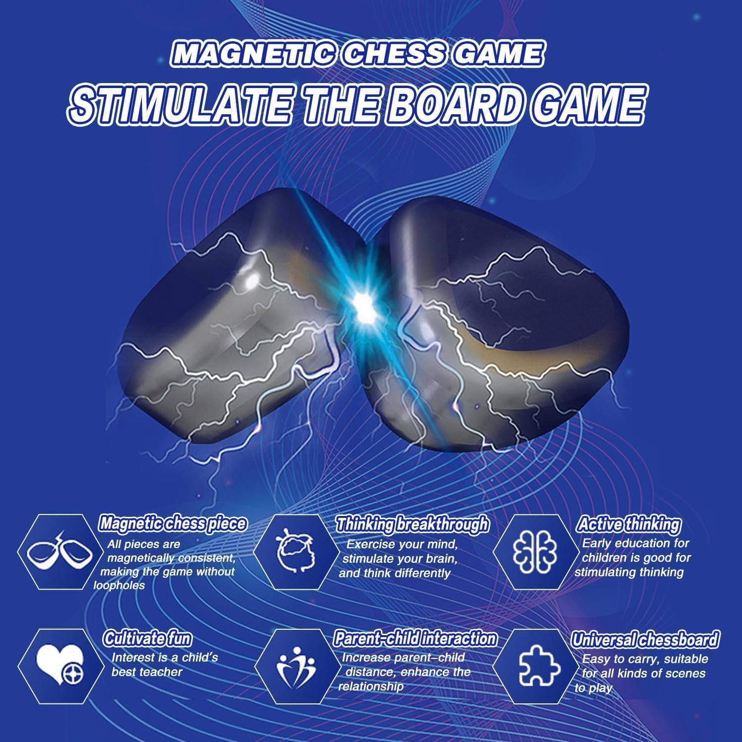 Jeu d'échecs magnétique, jeu d'échecs magnétique avec pierres, jeu d'échecs magnétique avec corde - 4