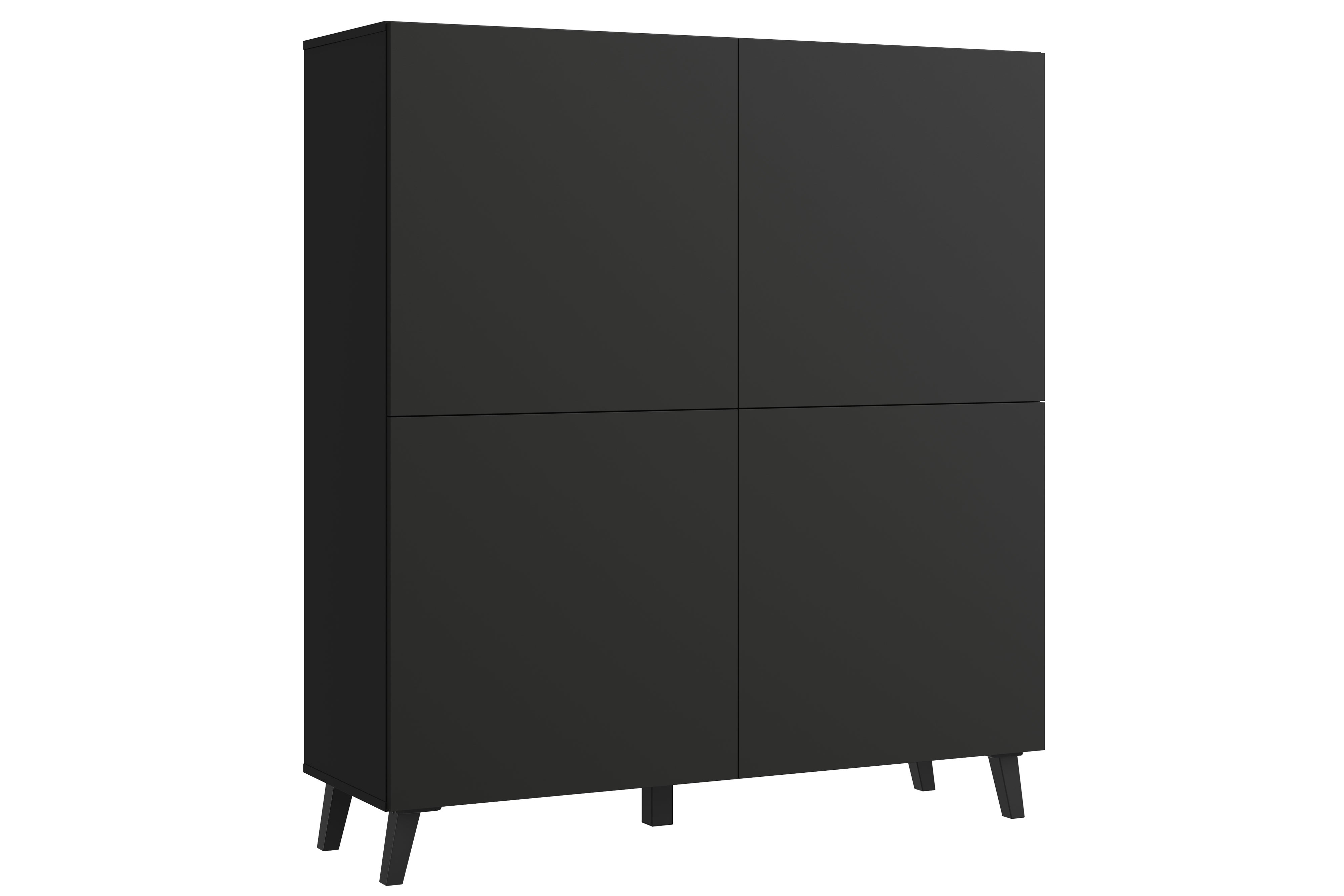 Wysoka komoda LOKET 120 cm czarny grafit/ czarne nóżki