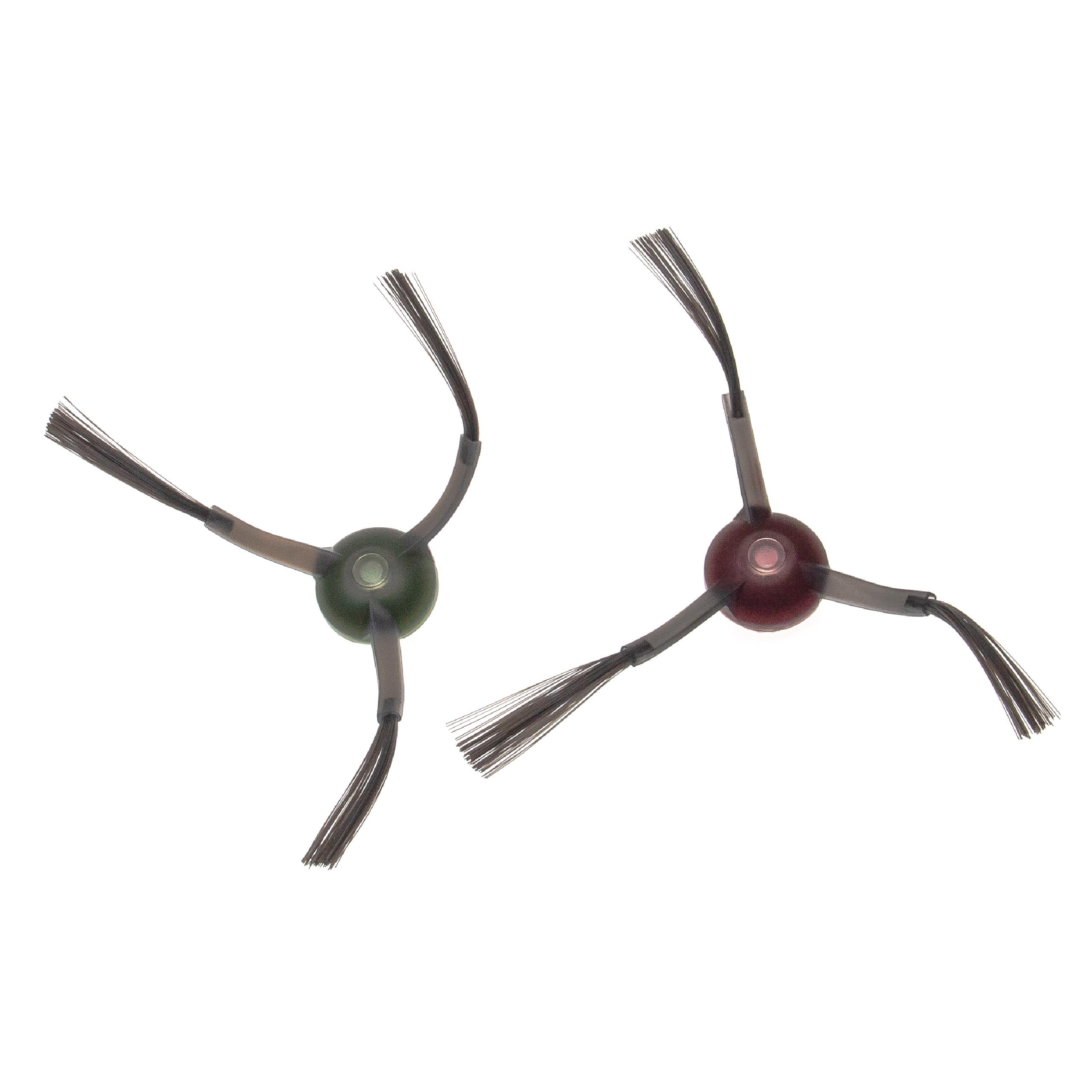 vhbw 2x brosse latérale compatible avec Ecovacs Deebot Ozmo 920, 950 robot aspirateur - lot de brosses, rouge / vert - 4