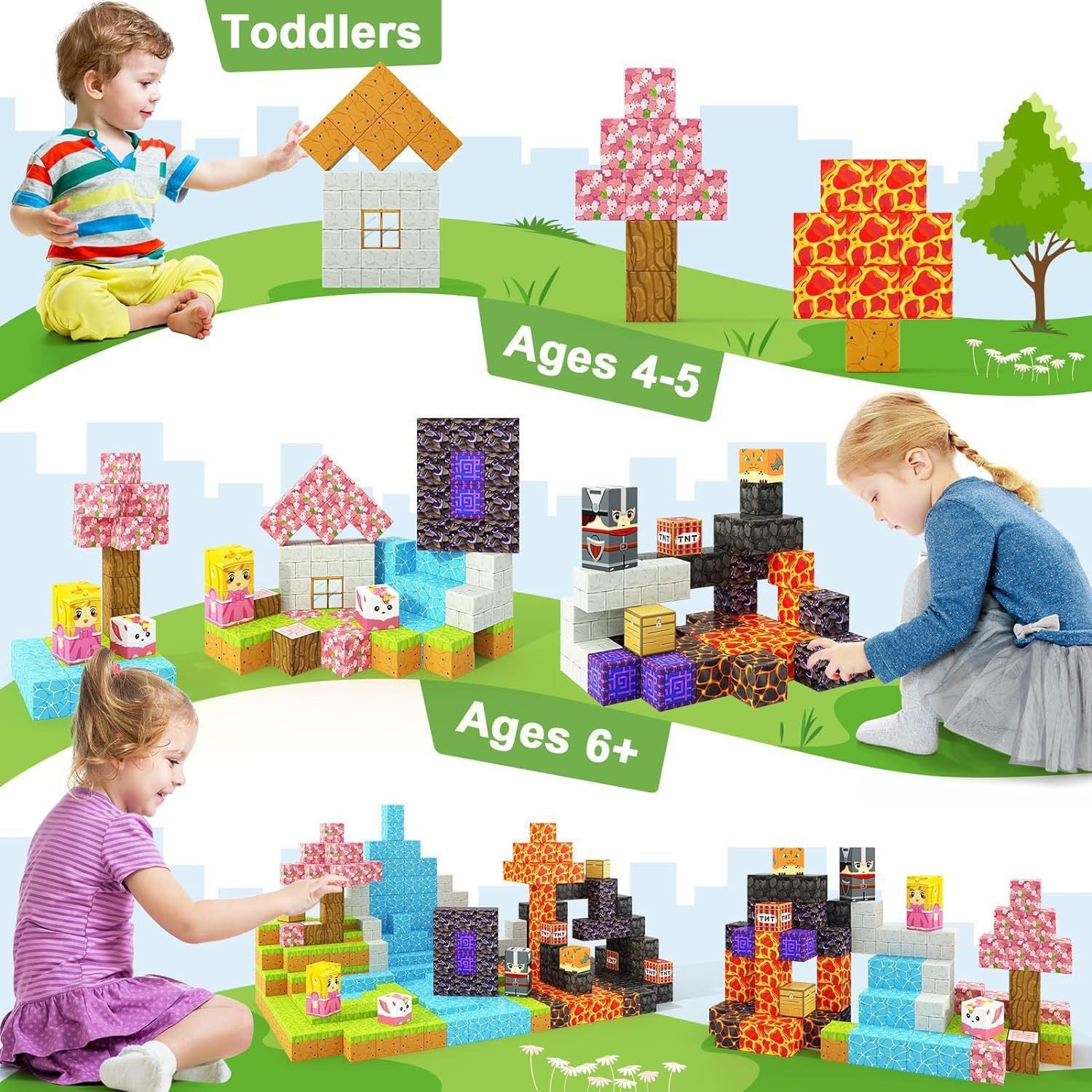 My Magnetic World Building Blocks Ensemble de blocs de construction magnétiques, série Ice and Snow World + 54 pièces + manuel - 6