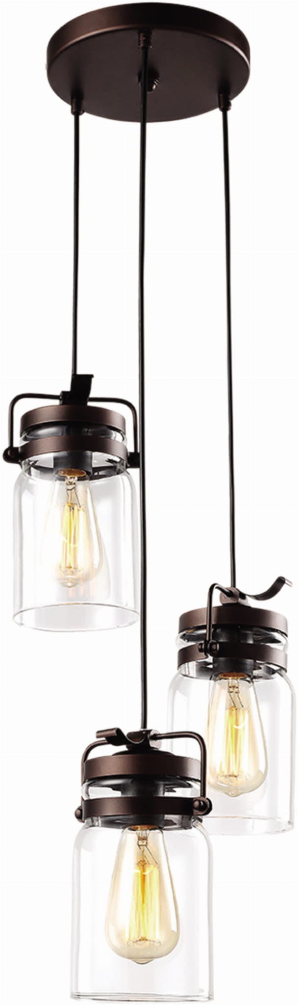 Lampa wisząca Raven brązowo-przezroczysty 3xE27x40W industrialna wym: 127 x 30 x 30 cm szkło Kaja