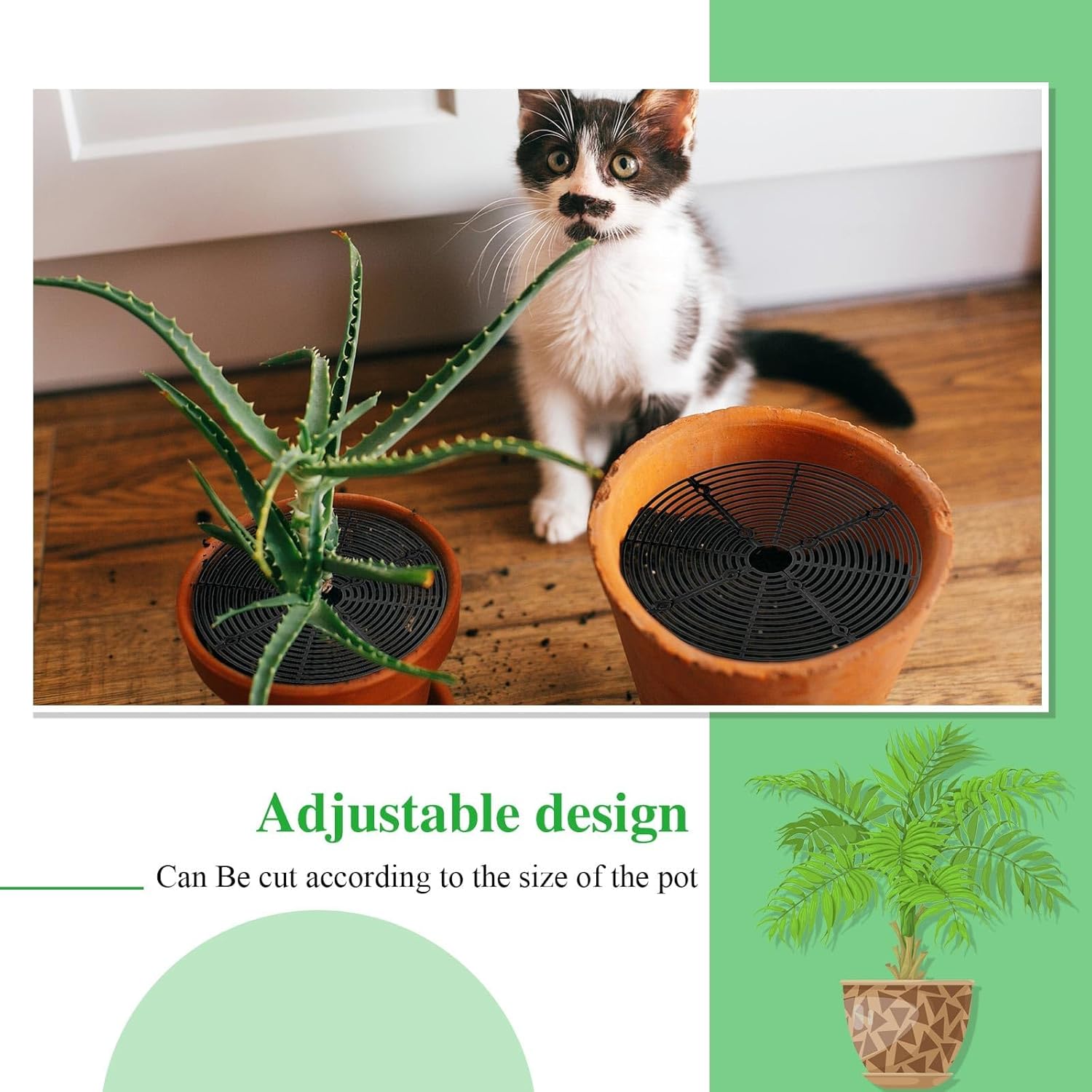 Grade de proteção para plantas de 30 cm, conjunto de 3 unidades, segura para gatos, protetor de vaso de flores redondo, capas de vaso recortáveis, pro - 6
