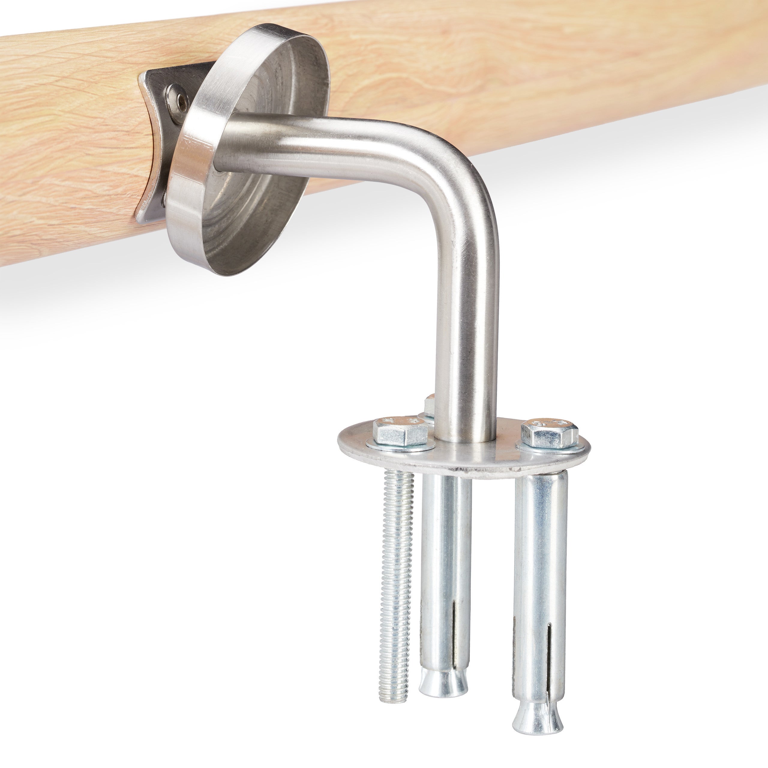 Rampe d’escalier, 150 cm, Main courante escalier, Aluminium, Aspect hêtre intérieur extérieur, Ø 42mm, nature, Relaxdays - 8