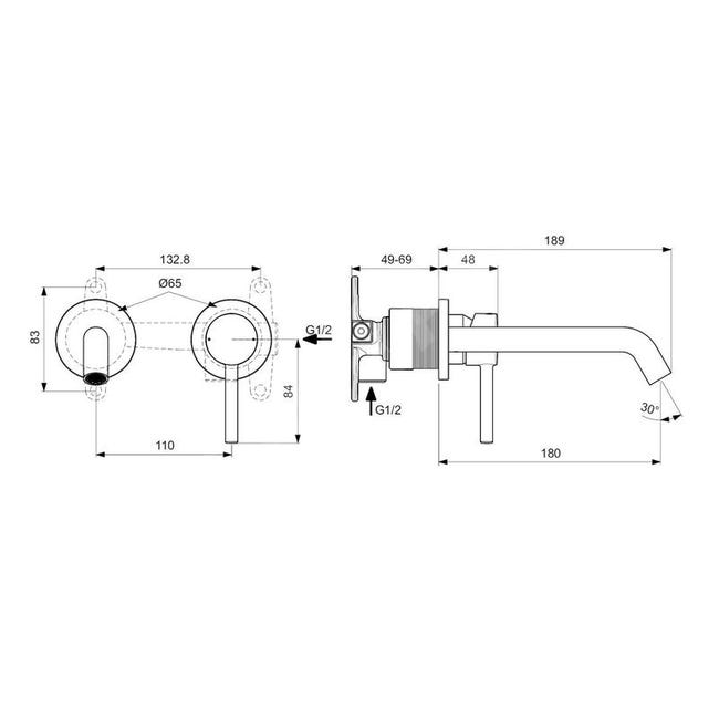 Ideal Standard Ceraline Nuovo - Miscelatore Ad Incasso Per Lavabo Montaggio A 2 Fori Cromo Bd848aa 82495604