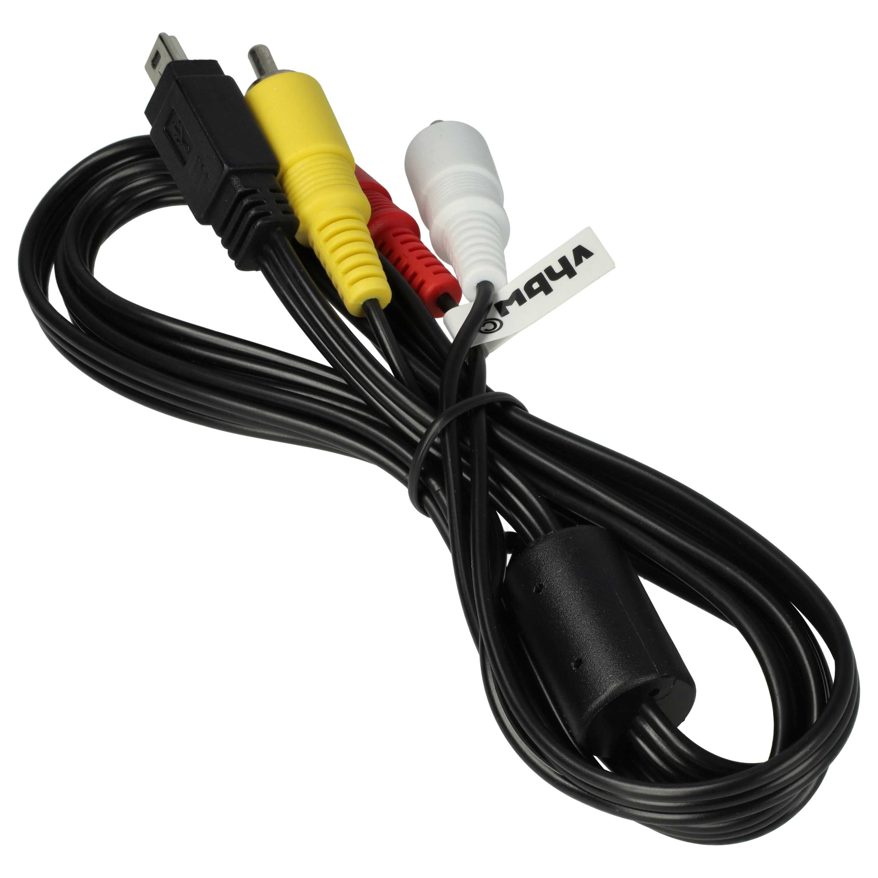 vhbw Adaptateur audio video AV câble en composite compatible avec Canon Powershot A3000IS, A3100, A3100IS, A3150 IS, A3200 IS, A3300 appareil photo - 3