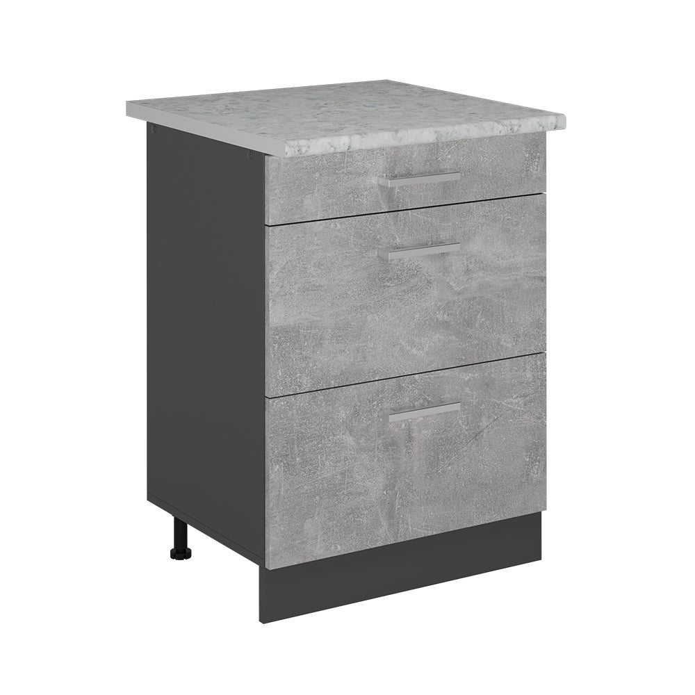 Vicco Szafka dolna do kuchni R-Line, Beton, 60 cm z szufladami, marmur AP