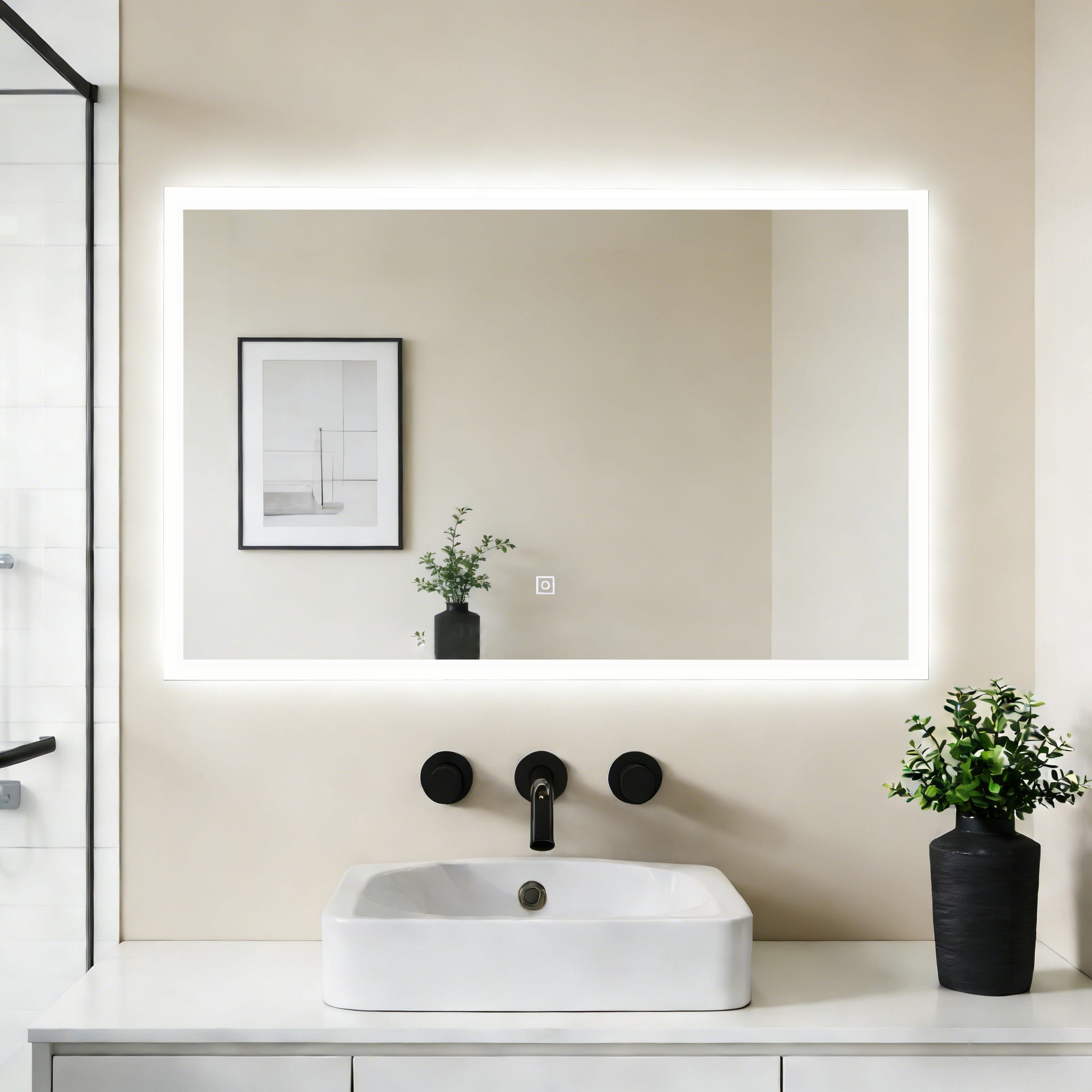 MOSSCO Miroir De Salle De Bain 70x50cm Avec Éclairage LED - Anti-Buée, 3 Couleurs, Incassable Horizontal/Vertical