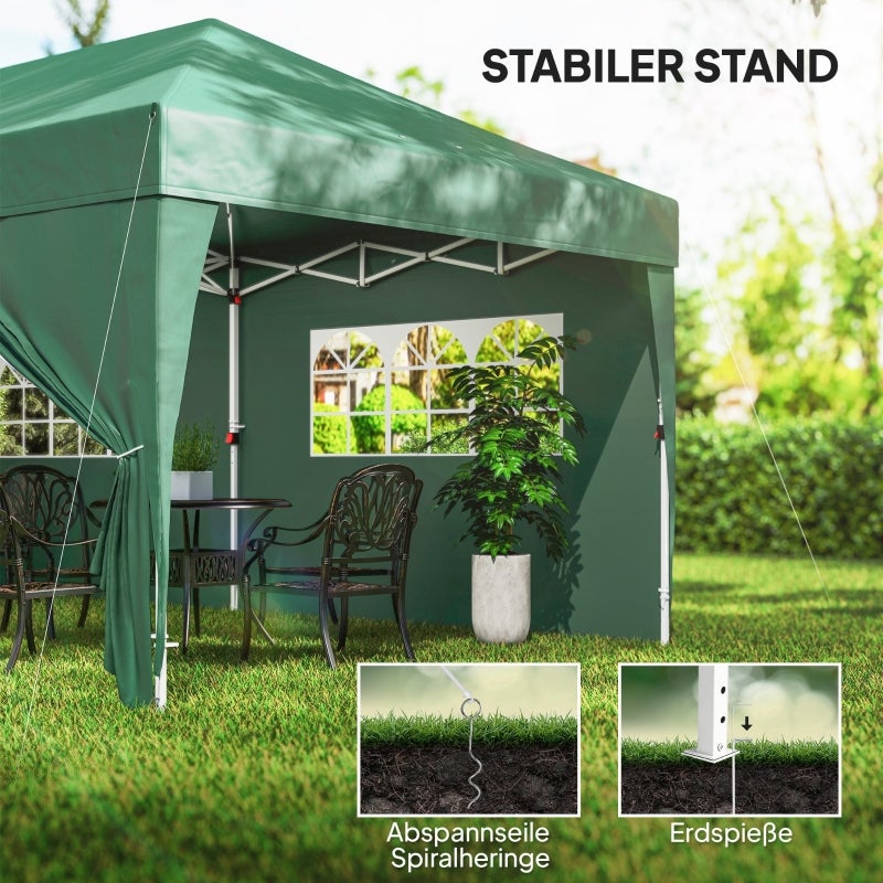 Kiosque 6x3 m dépliant stable, fenêtres fermeture éclair, panneaux latéraux UV. - 5