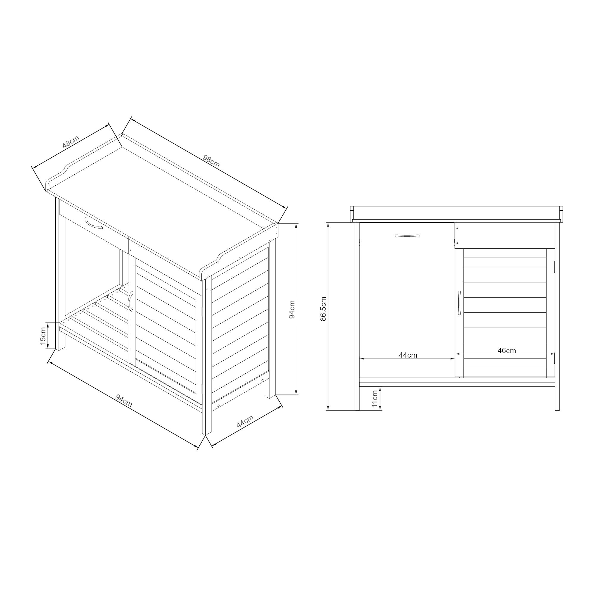 Table de rempotage Aliano 98 x 48 x 94 cm sapin gris casa.pro - 4
