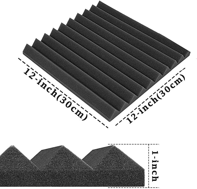 Confezione Da 12 Pannelli Acustici Autoadesivi, 2,5 X 30,5 X 30,5 Cm, Schiuma A Recupero Rapido, Ad Alta Densità, Pannelli Insonorizzanti Per Studio Domestico, Nero Carbonio
