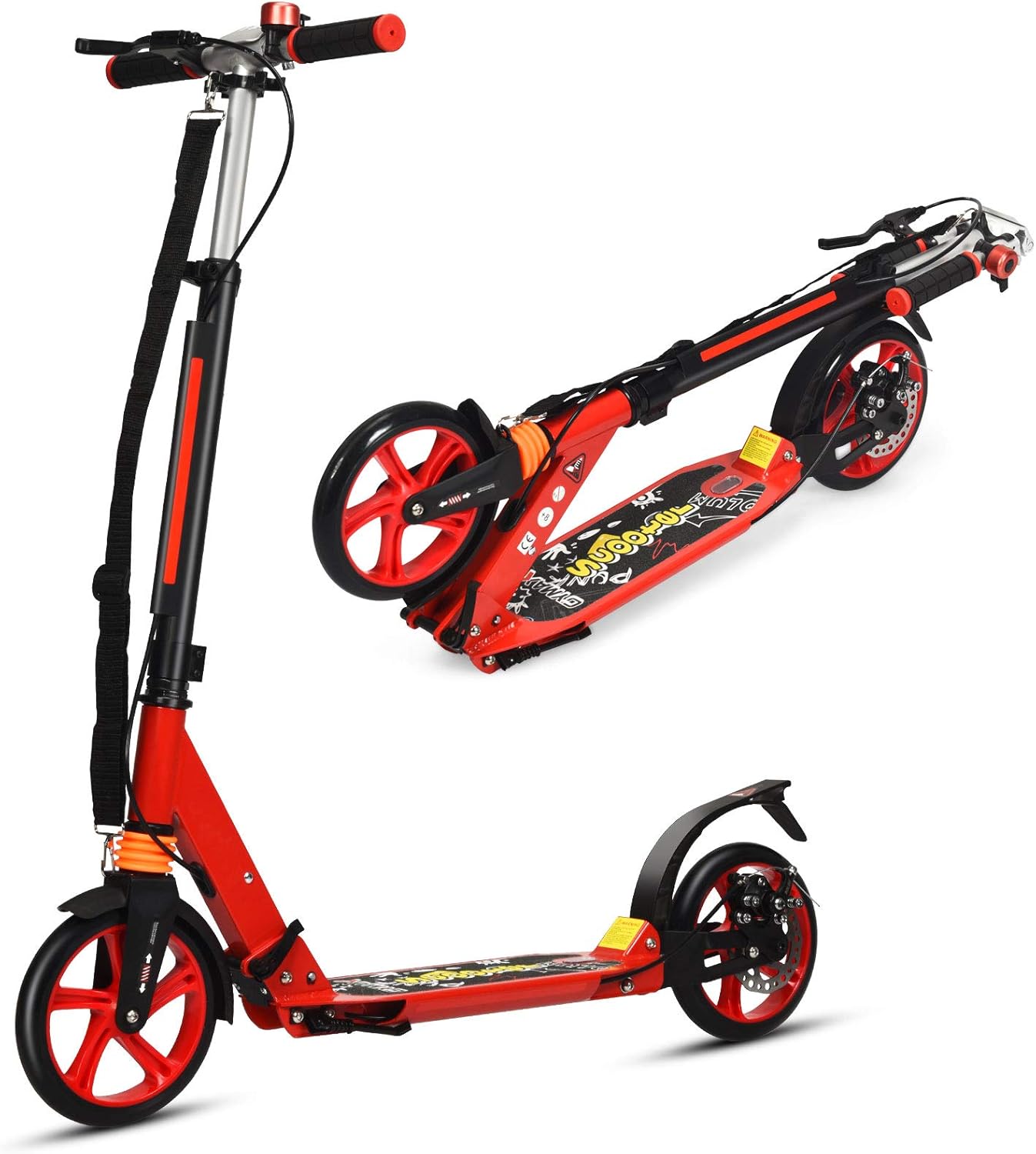 Monopattino pieghevole con doppio freno, manubrio regolabile (86,5