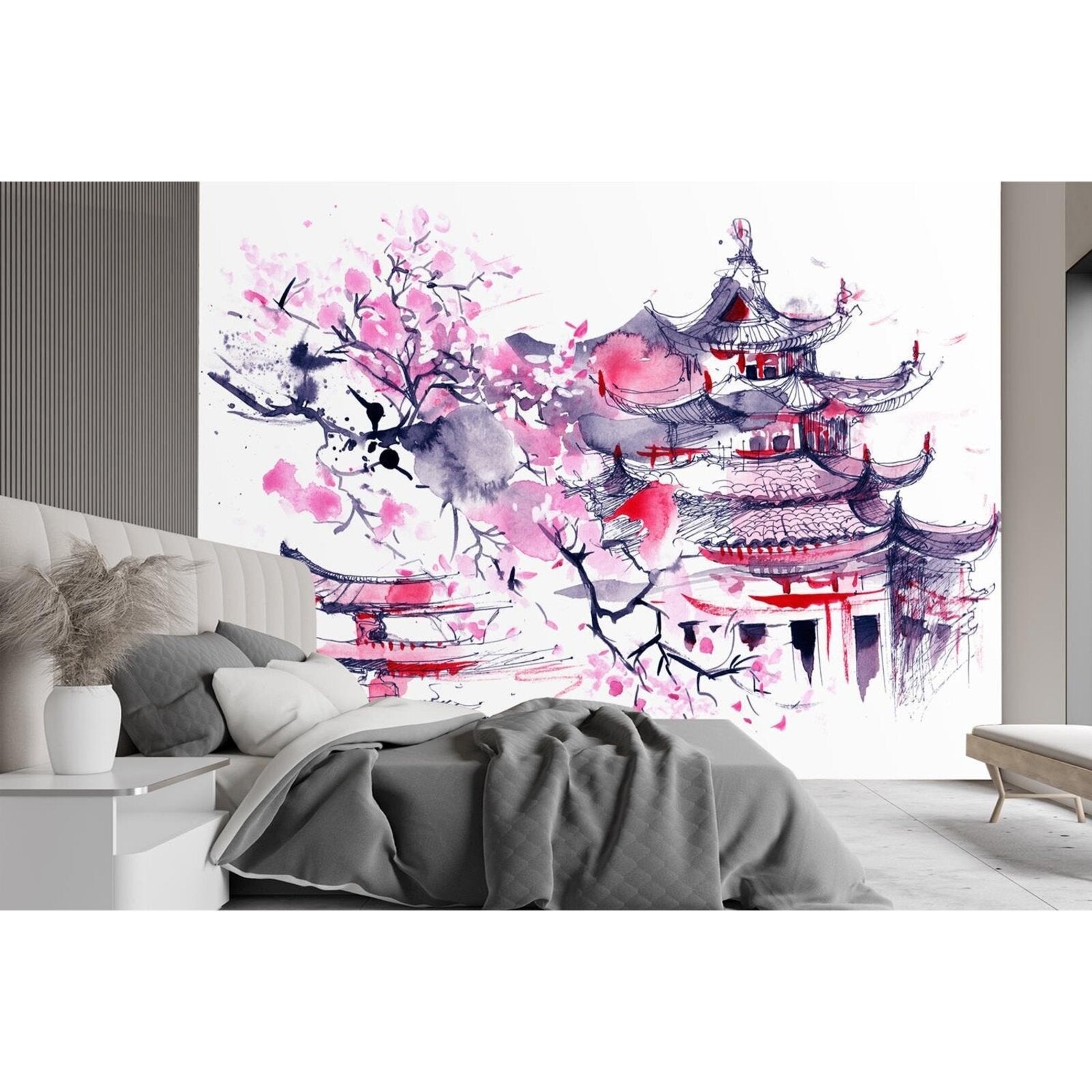 Papier peint pagodes japonaises - 100 x 70 cm - 2