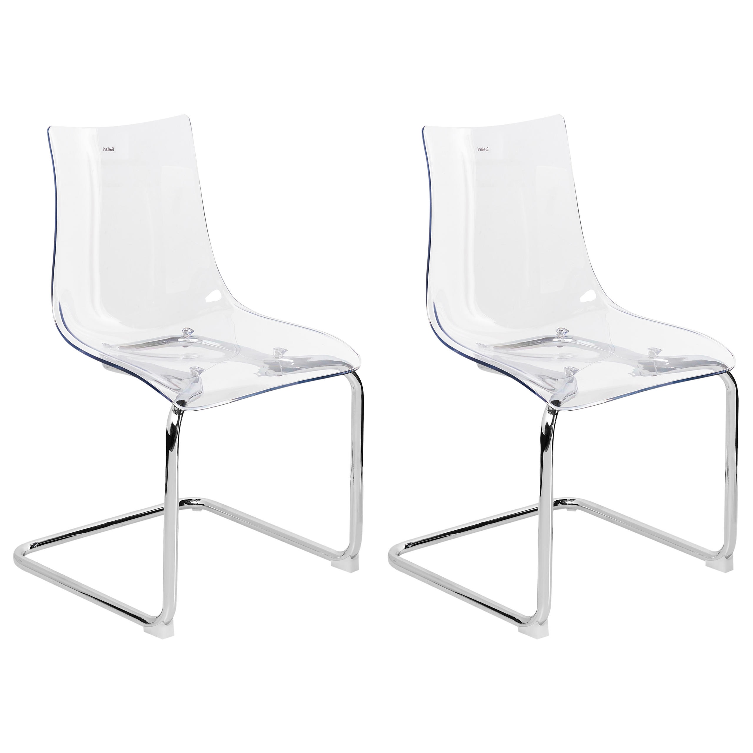 Beliani Conjunto De 2 Sillas De Comedor Marshall Transparente Plateado , Leroy Merlin