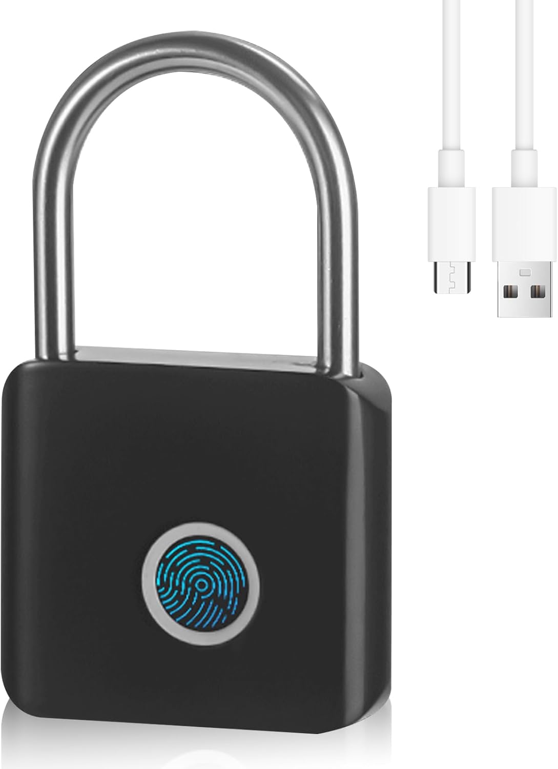 Kłódki na odciski palców - Czarna - Odporna na warunki atmosferyczne - Z odciskiem palca - Ładowanie USB - Kłódka na odciski palców - Do